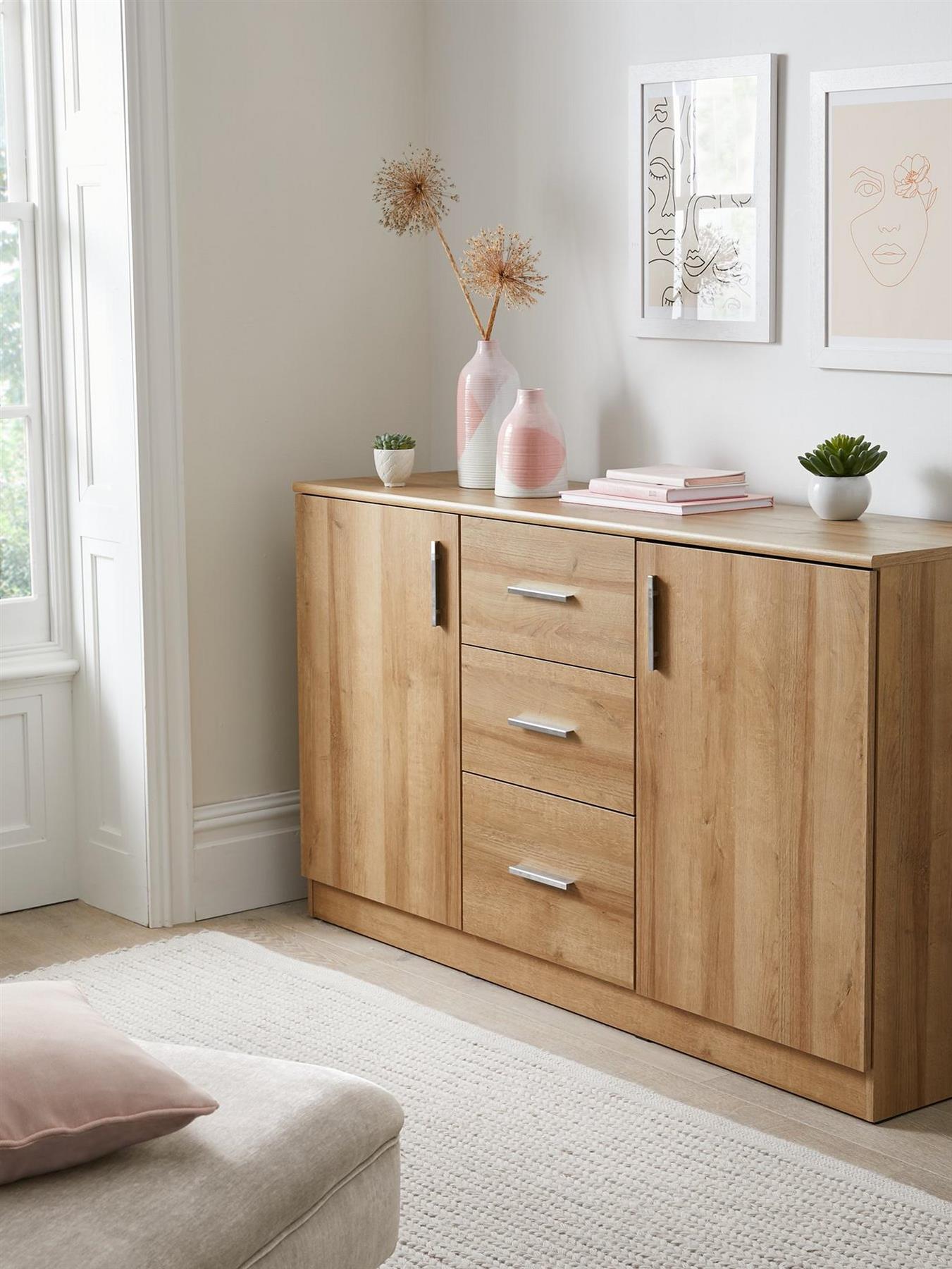 Panama Door Drawer Sideboard Dark Oak Storage Cabinet Living Room
