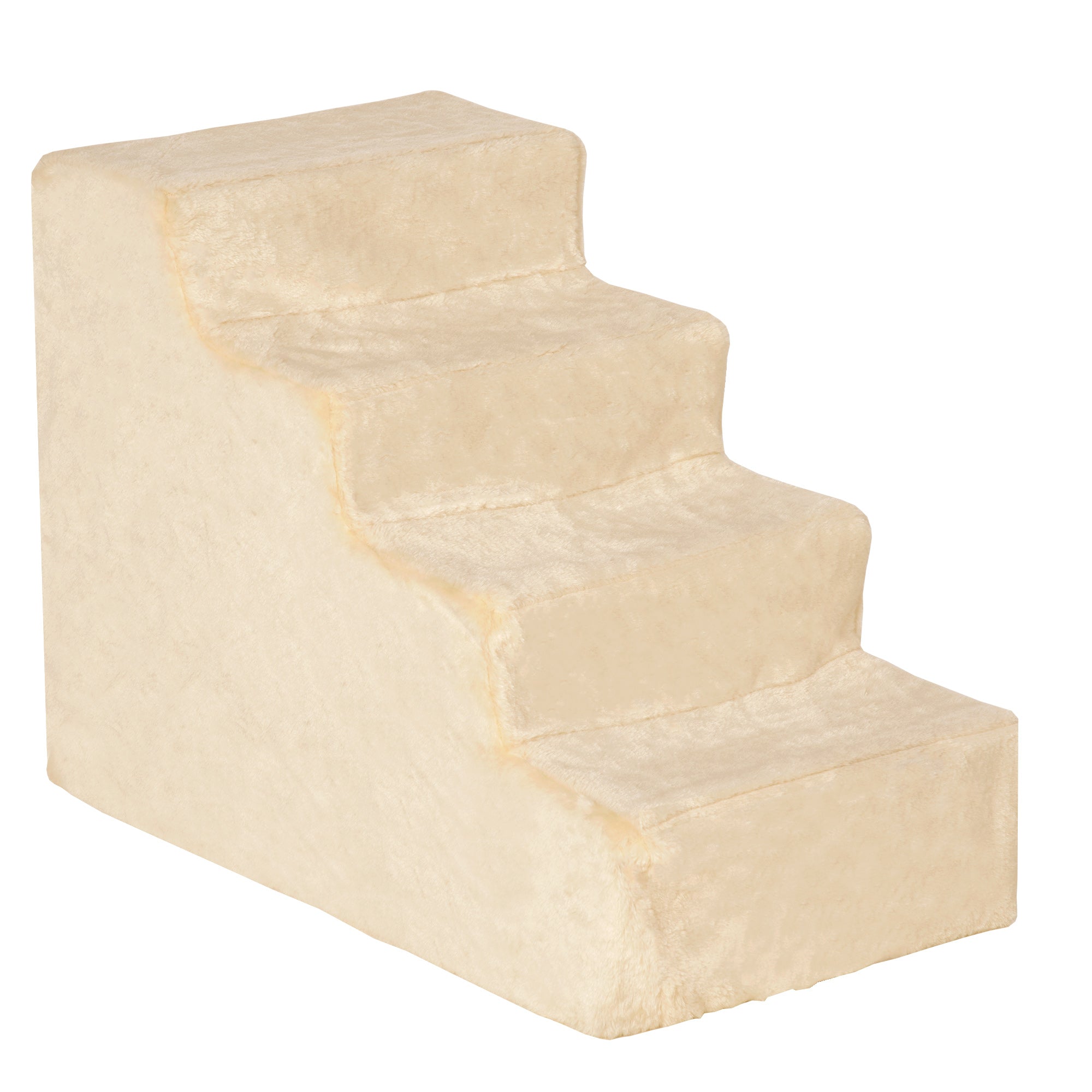 MCL Four-Step Dog Stairs, with Washable Plush Cover, for High Bed Sofa, Dog Stairs for Small Dog and Cat - Beige