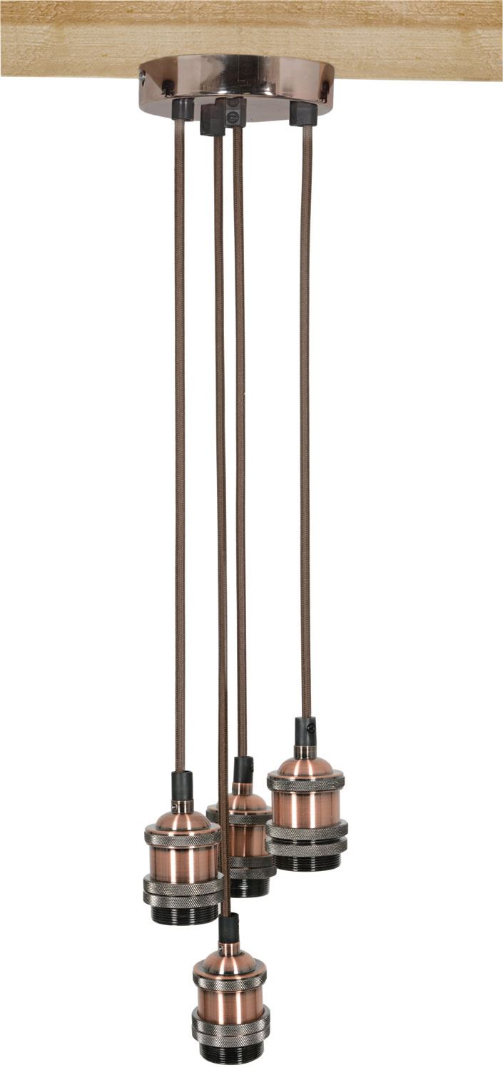 Lyyt Vintage Style Quad Pendant Cord Light Set with E Edison Fitting