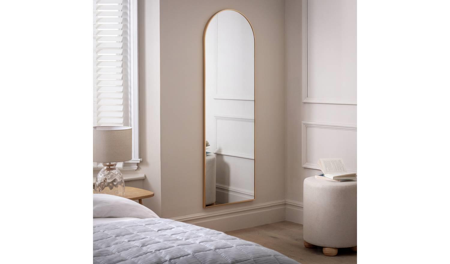 Gold Effect Full Length Arch Wall Mirror x For Hallway Living Room
