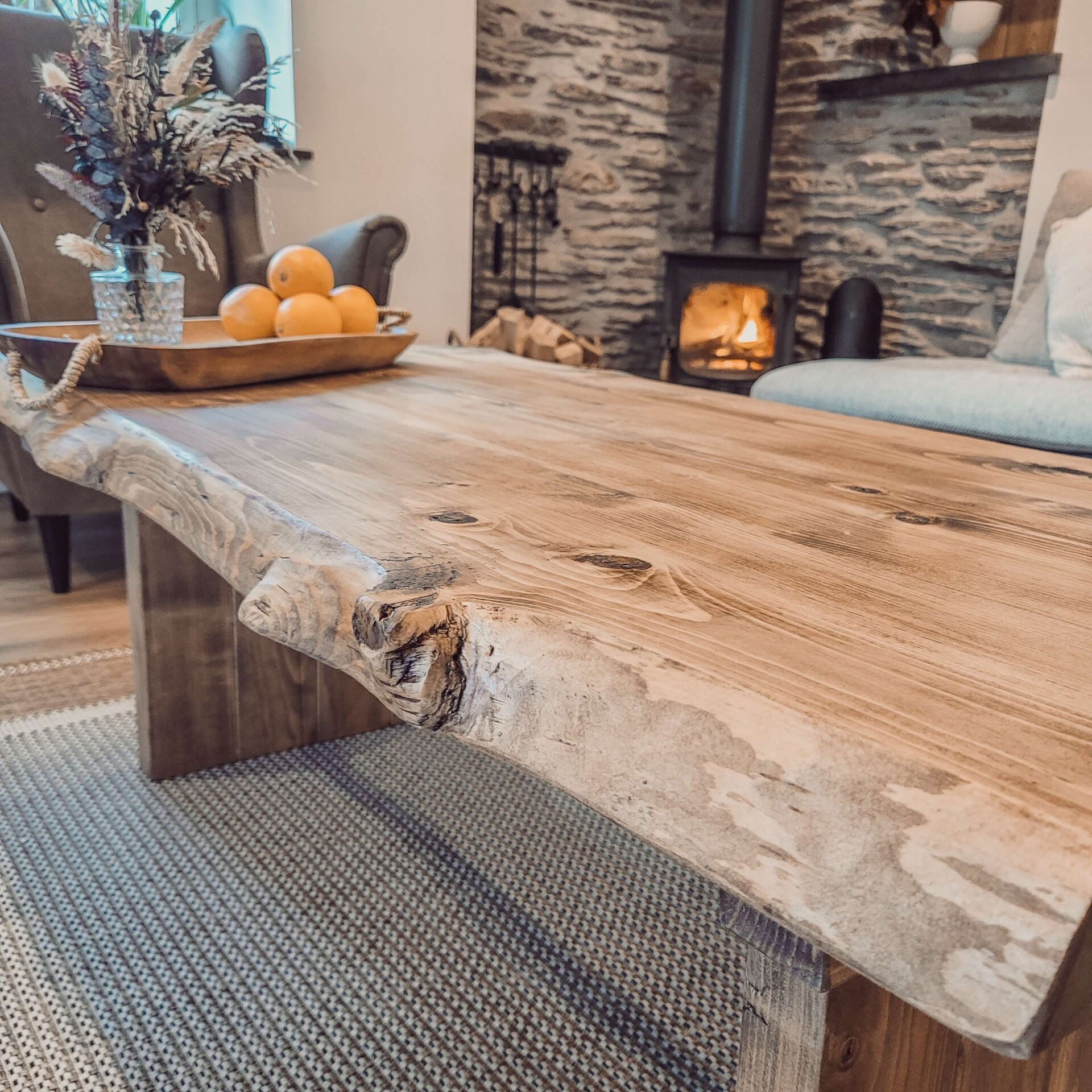 LINA Chunky Live Waney Edge Coffee Table - LXWXH Ebony