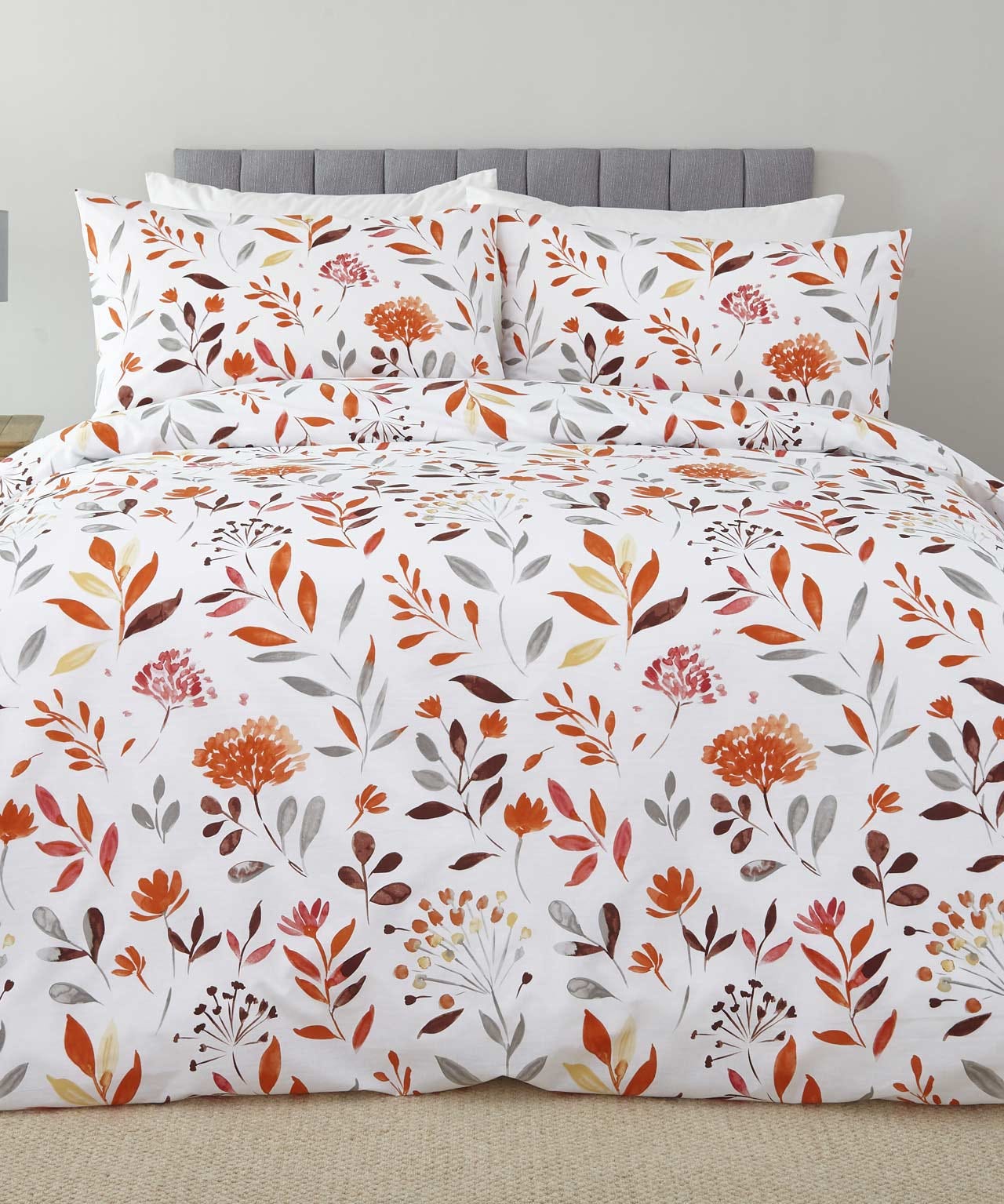 Damart Autumn Flowers Cotton Blend Duvet Set