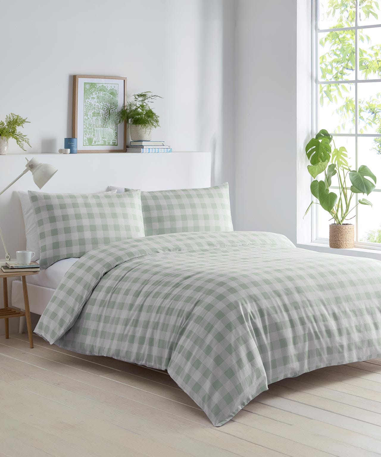 Damart Gingham Cotton Blend Duvet Set