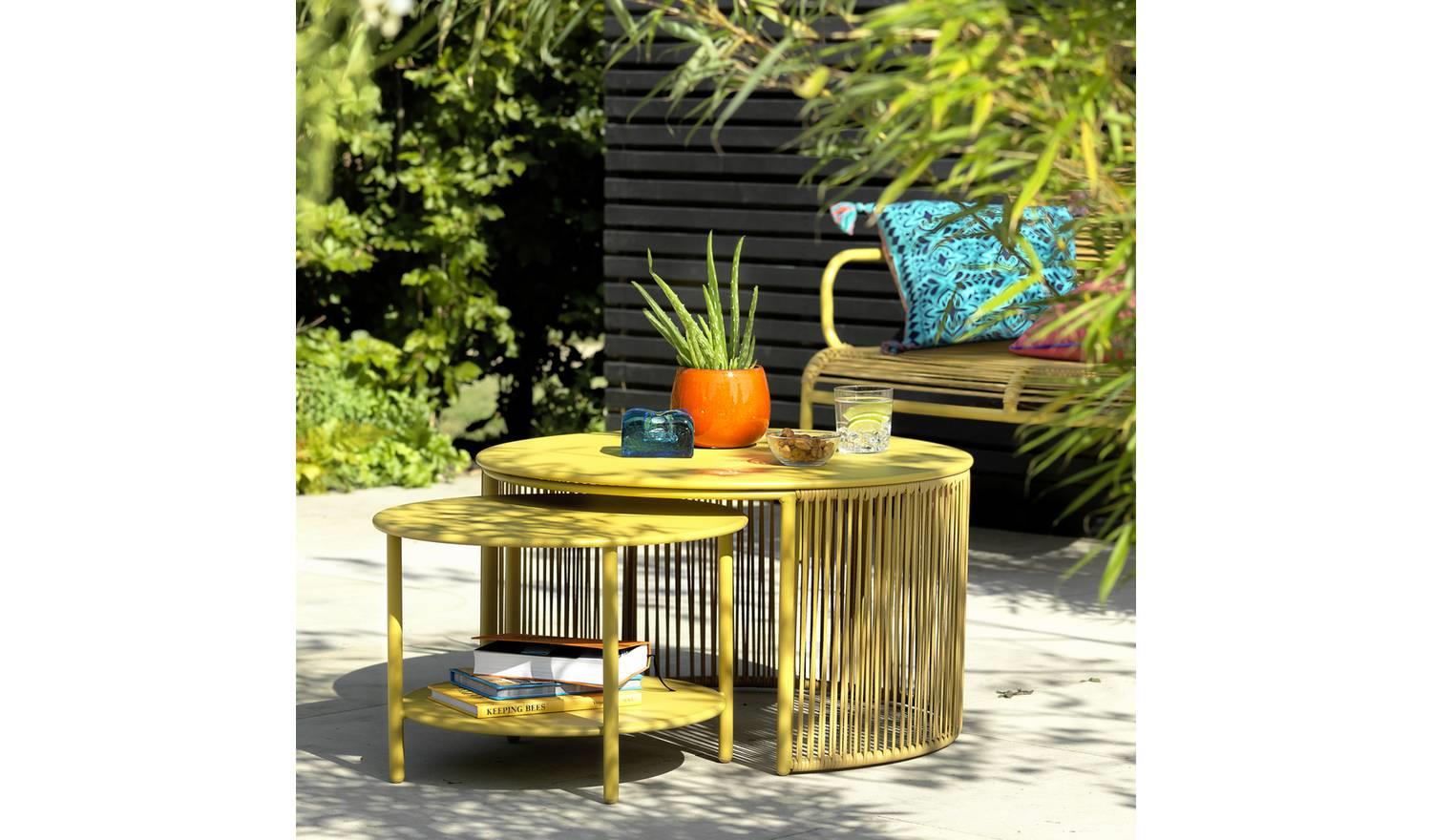 Ipanema Metal Garden Coffee Table Yellow Outdoor Patio Furniture
