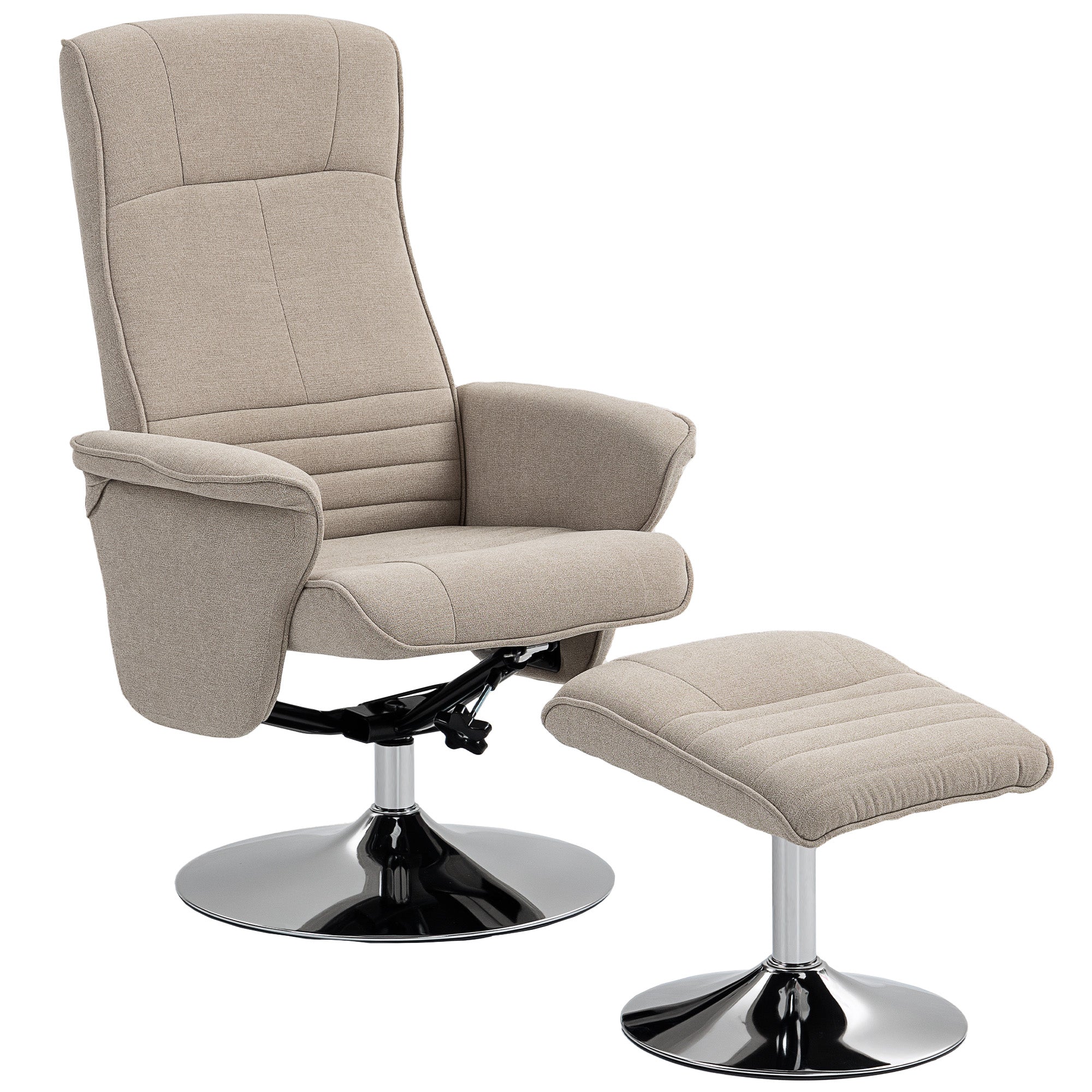 HOMCOM Swivel Recliner Chair with Footstool, Velvet Recliner Armchair with Ottoman, Steel Base, Upholstered Reclining Chair for Living Room, Bedroom