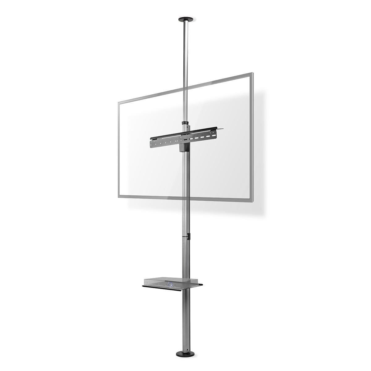 Nedis Floor-to-Ceiling TV Stand, Adjustable Height, Suitable for "-" Screens, Max. kg Weight, � Swivel, VESA Compatible - BlackSilver