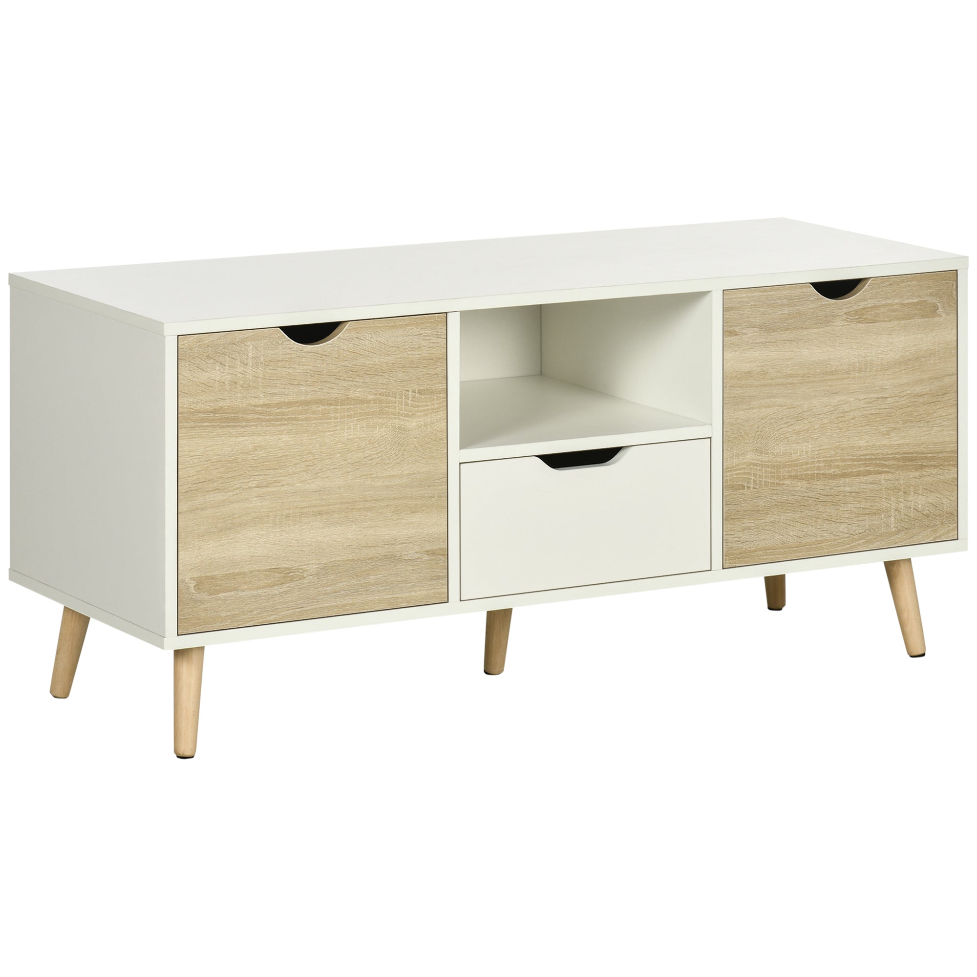 MCL TV Unit Cabinet for TVs up to Inches, TV Stand with Storage Cabinets and Drawer for Living Room and Bedroom, Natural