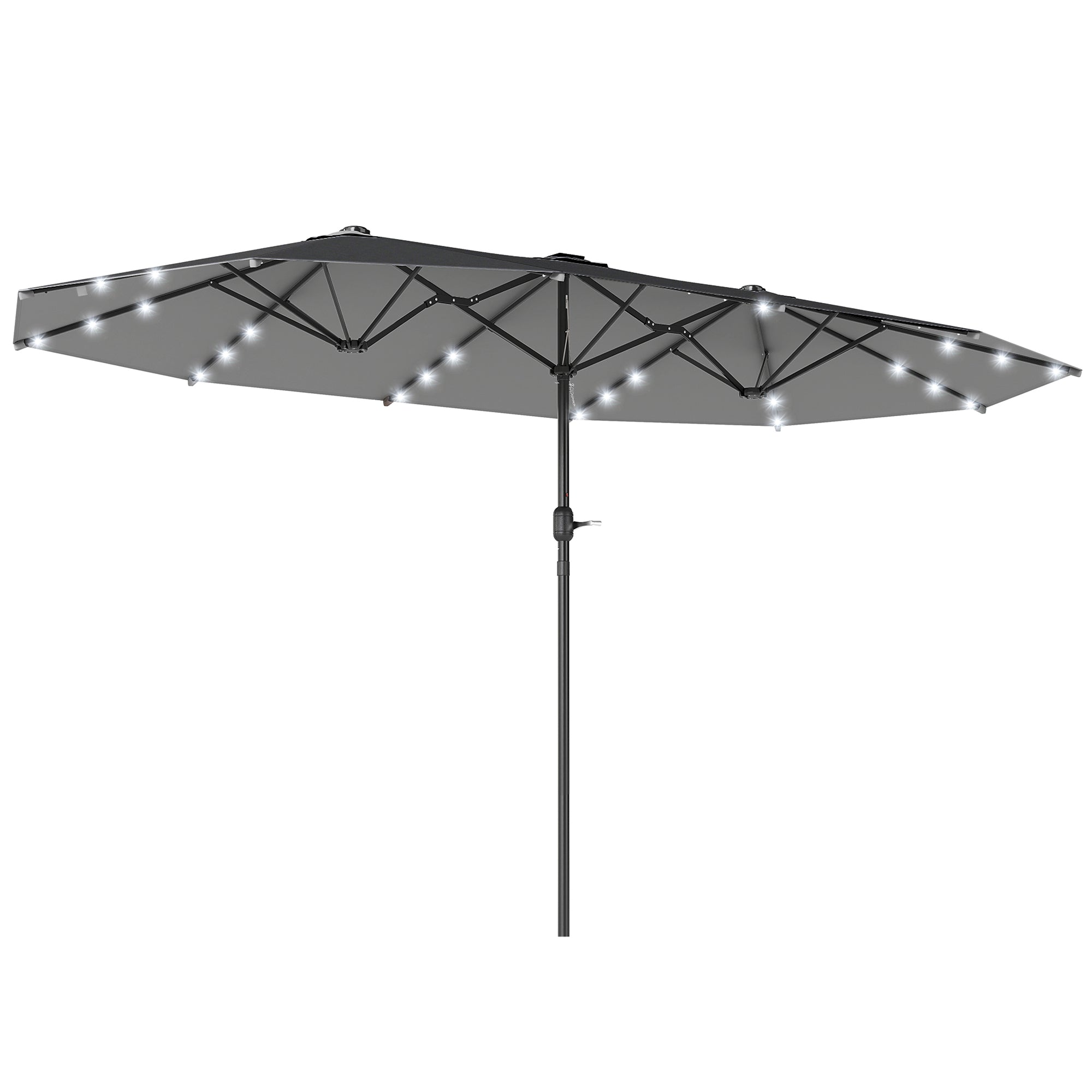 MCL .m Double-Sided Sun Umbrella Patio Parasol LED Solar Lights Dark Grey