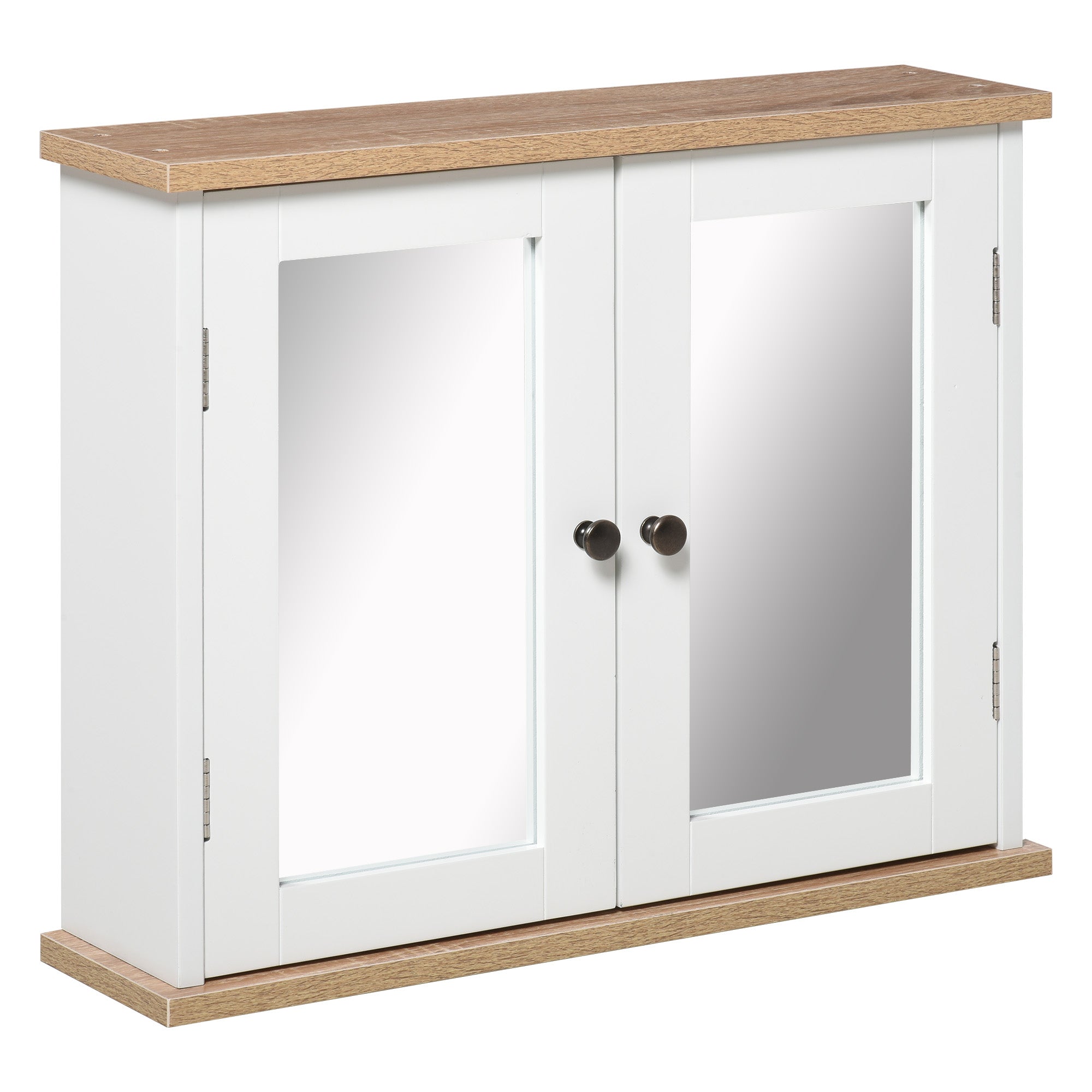 MCL Bathroom Mirror Cabinet Wall Mounted Storage Cupboard with Double Door and Adjustable Shelf, White