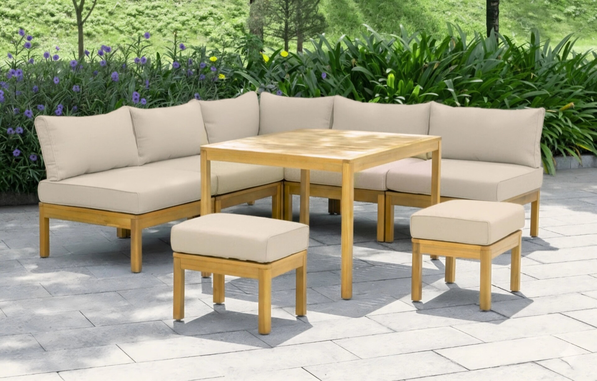 Cali Seater Wooden Corner Sofa Lounge and Dining Set
