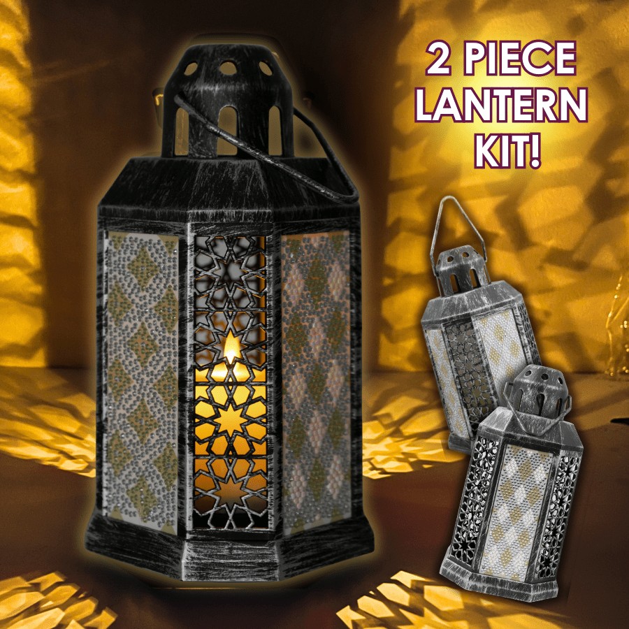 Candle Lantern LED Crystal Art Decoration Set of