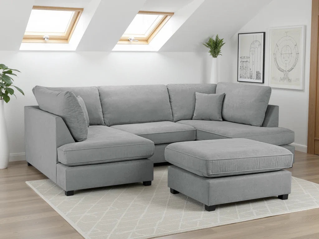 Carnaby Plush U-Shape Corner Sofa: Spacious, Comfortable, Stylish Living Room Seating