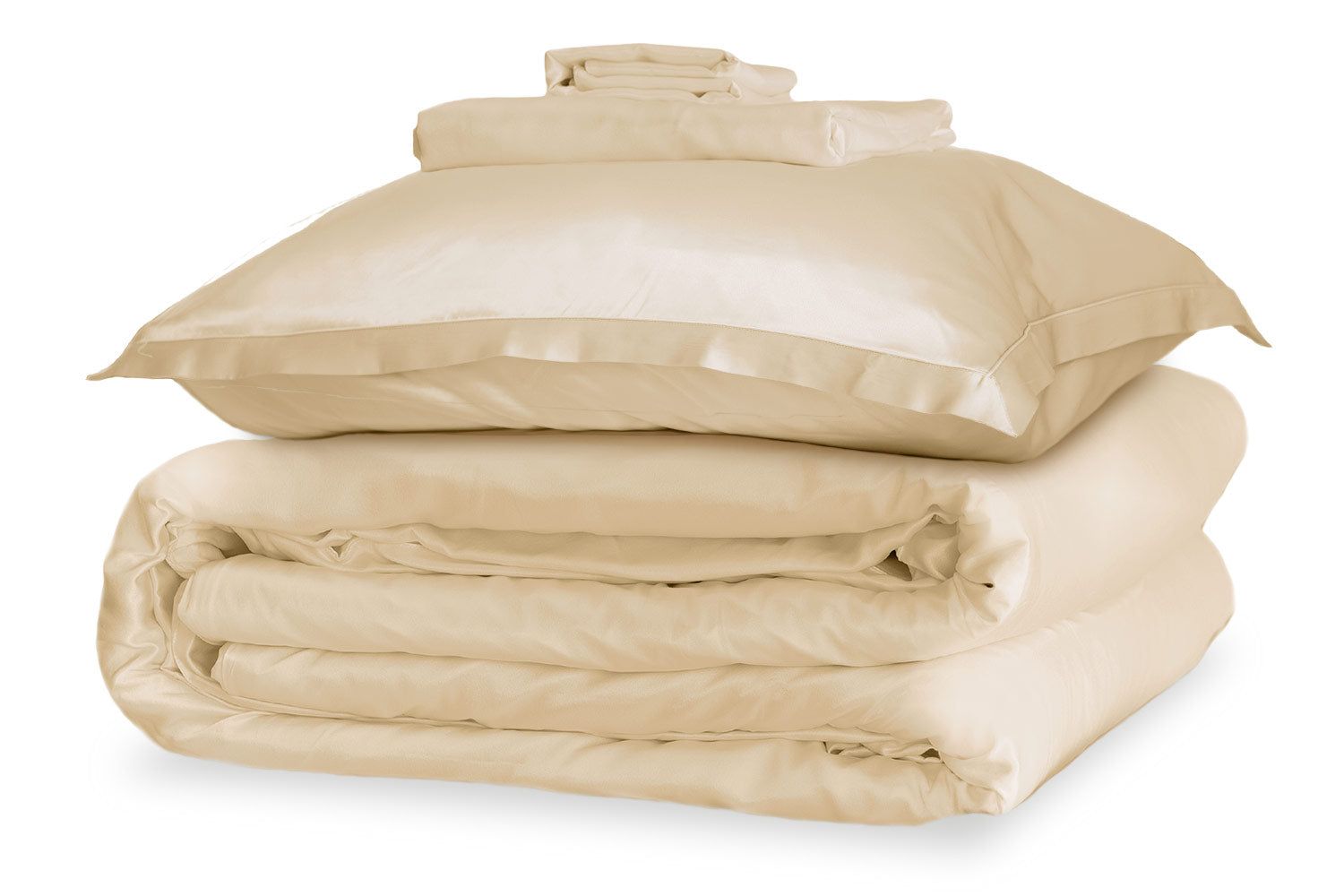 Champagne Oxford Silk Duvet Set - Super King Standard Pillowcases