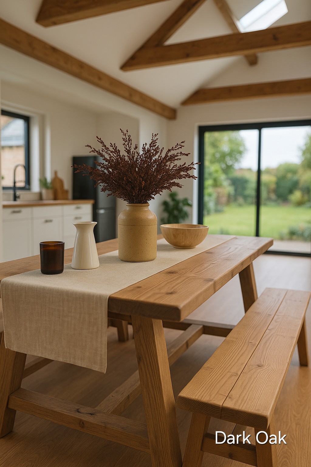 Farmhouse Dining Table With Bench - Ebony x Table + Benches