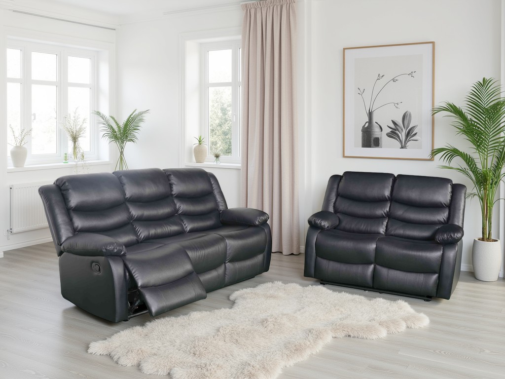 Luxurious Conrad Manual Recliner Sofa Set: Bonded Leather + Seater