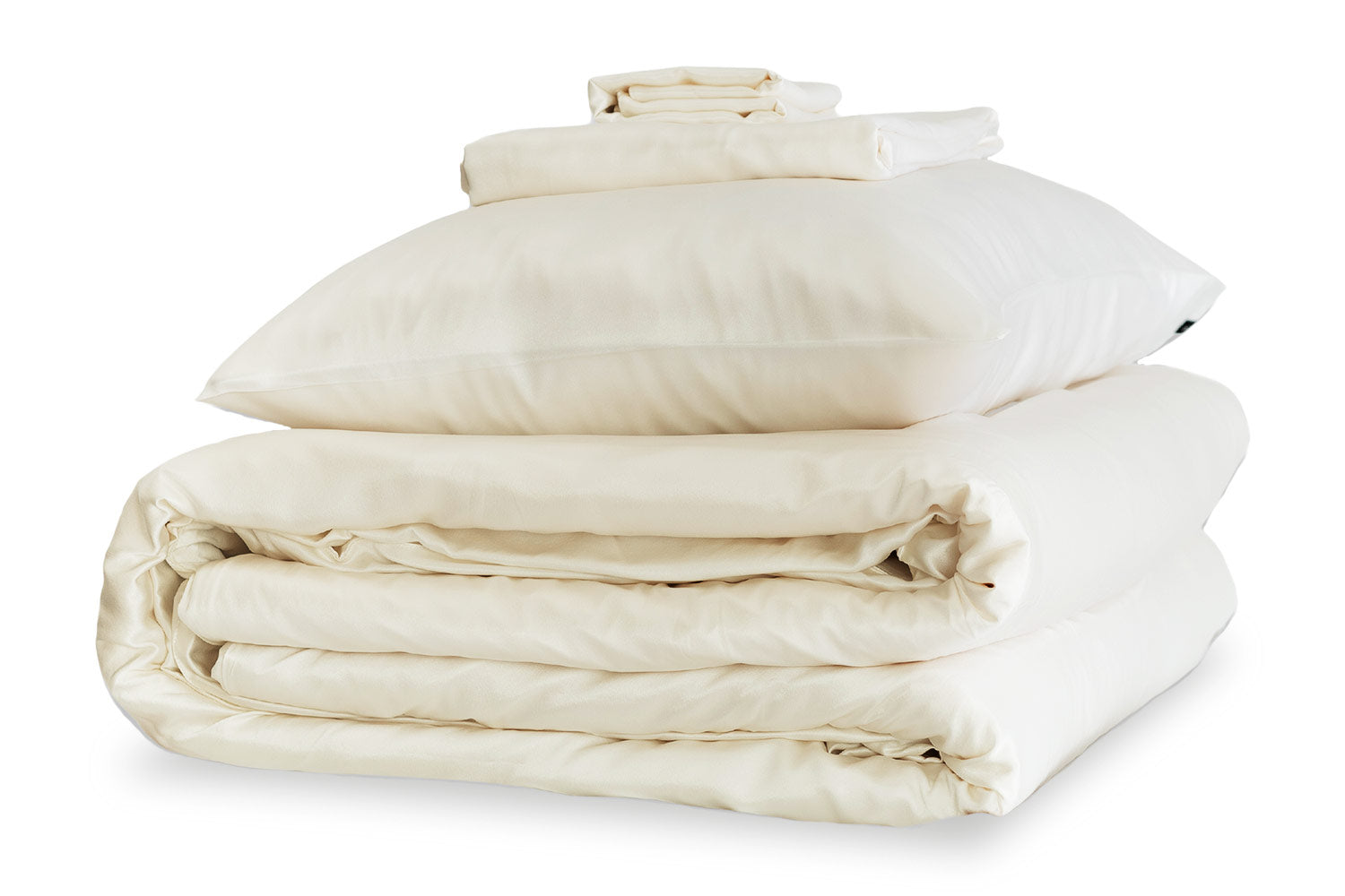 Cream Silk Duvet Set - Super King Standard Pillowcases