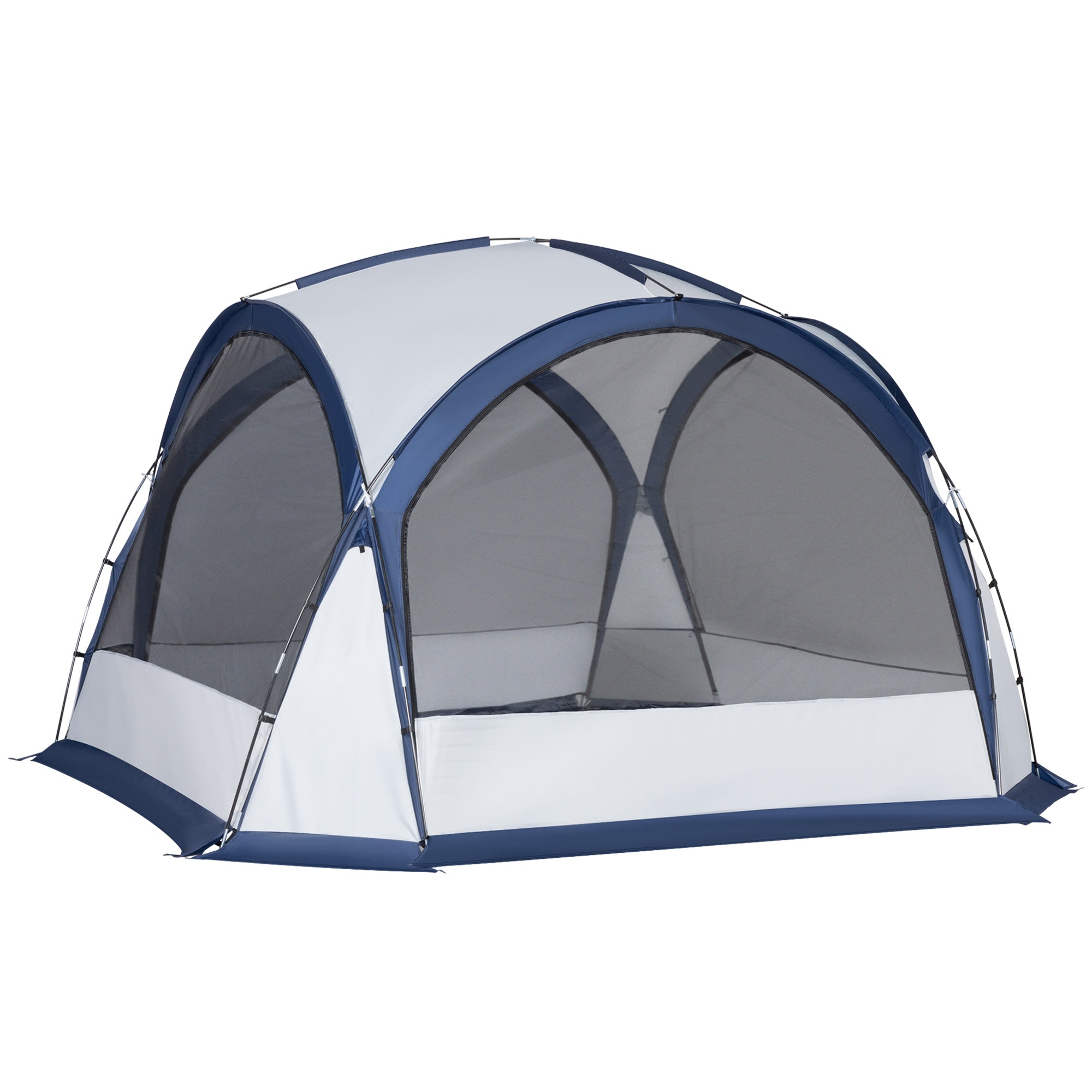 MCL Dome Tent for - Person, Camping Tent with Zipped Mesh Doors, Removable Oxford Cloth, Lamp Hook, Portable Carry Bag, White and Blue