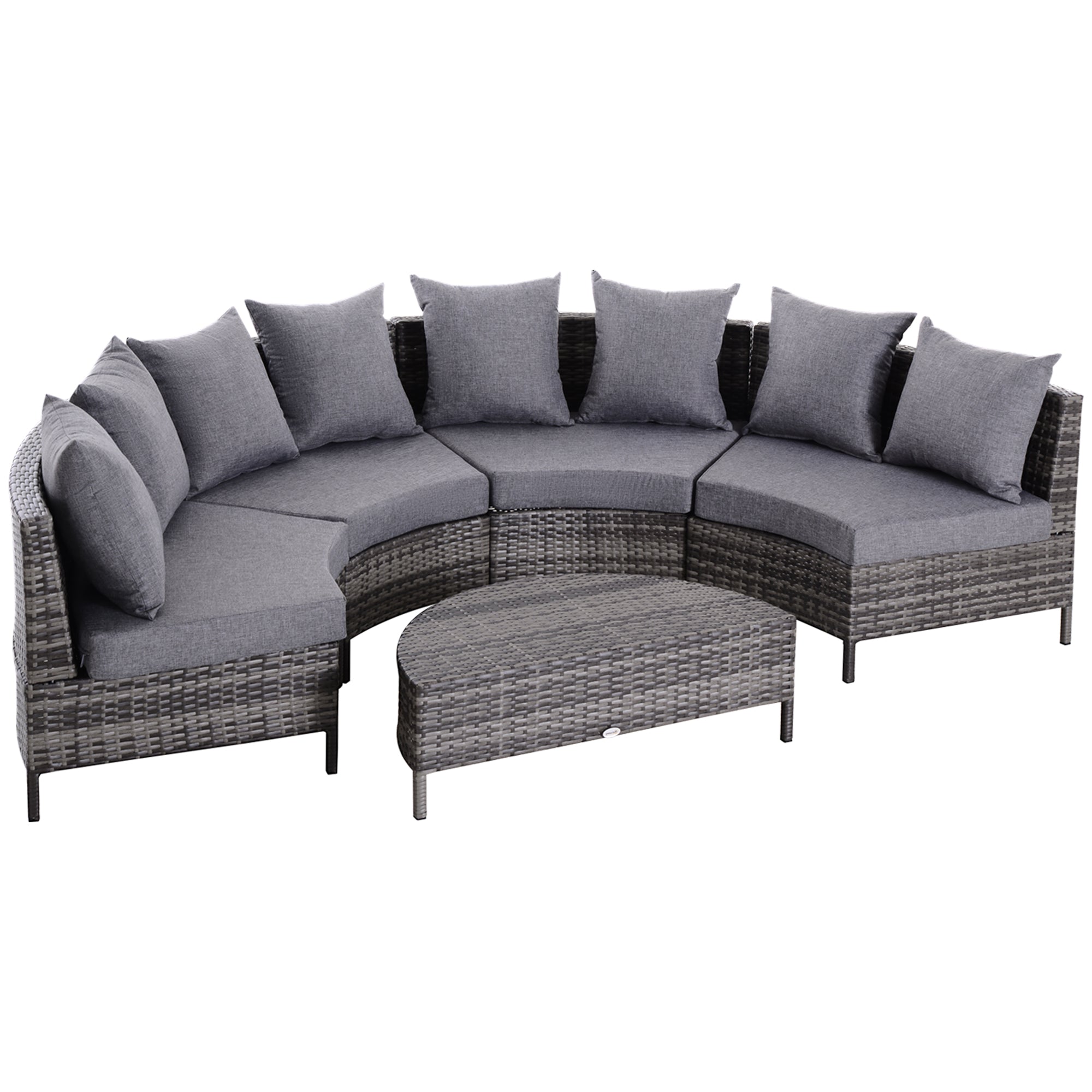 MCL Pieces Rattan Garden Furniture Set, Seater Half-Round Garden Sofa Set with Thickened Cushions, Wicker Conservatory Furniture with Chairs