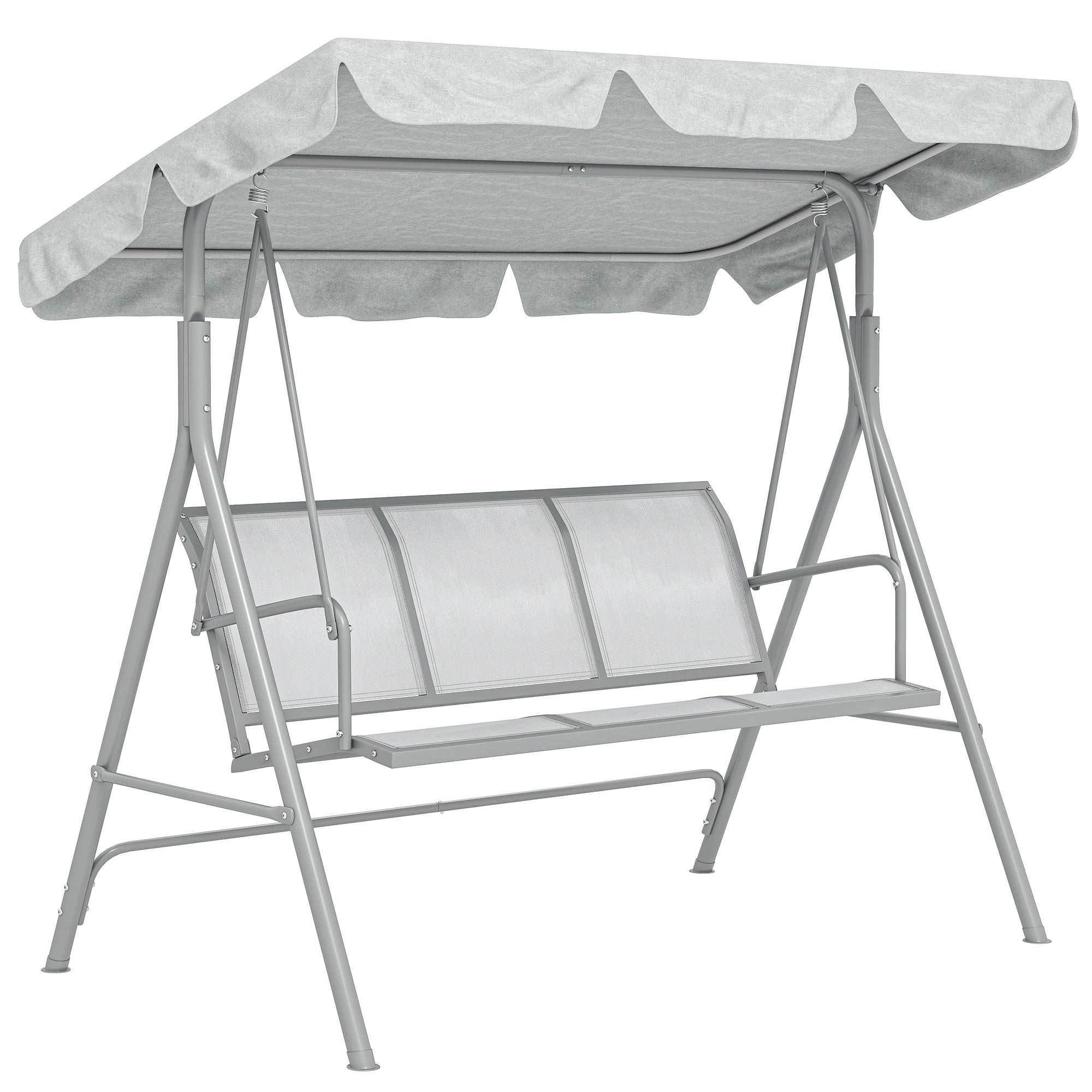 MCL Metal Garden Swing Chair, -Seater Swing Seat, Patio Hammock Bench Canopy Lounger, Light Grey