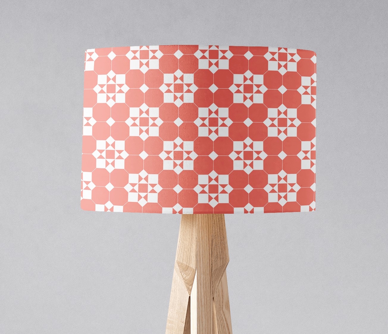 Coral and White Geometric Tiles Design Lampshade, Ceiling or Table Lamp Shade - es Floor Lampshade