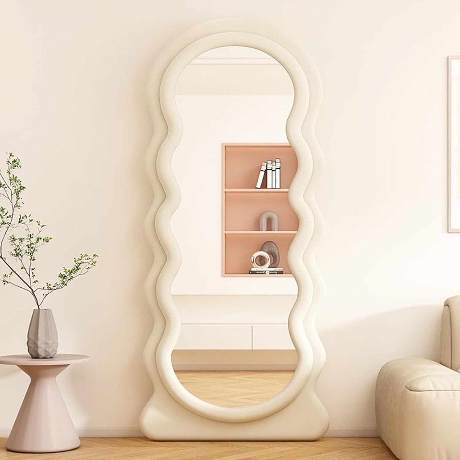 Full Length Mirror CEIEVER x Irregular Wavy– Arch Floor Mirror, White