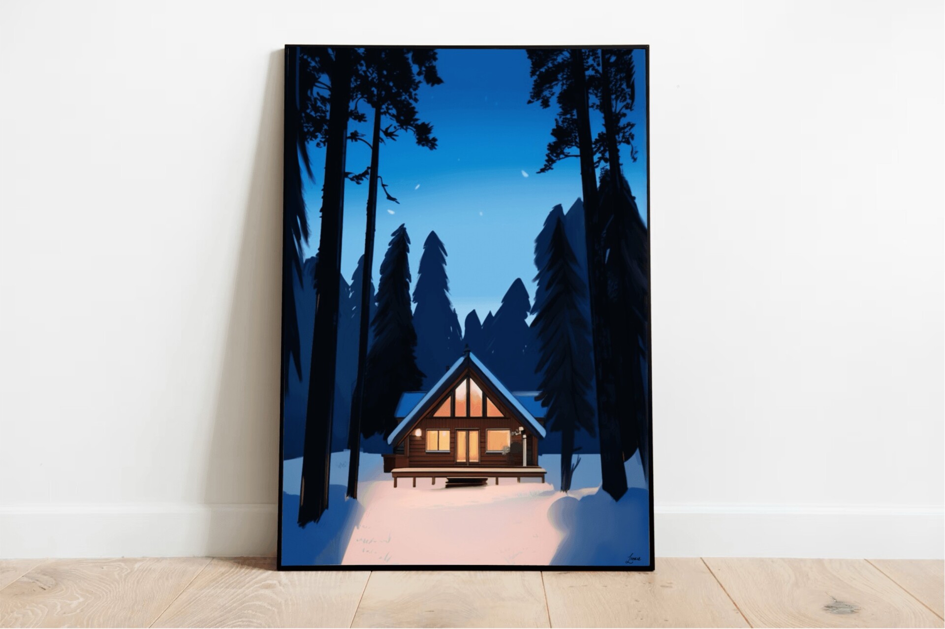 Winter Wonderland Cabin Cozy Snowy Wall Art - A