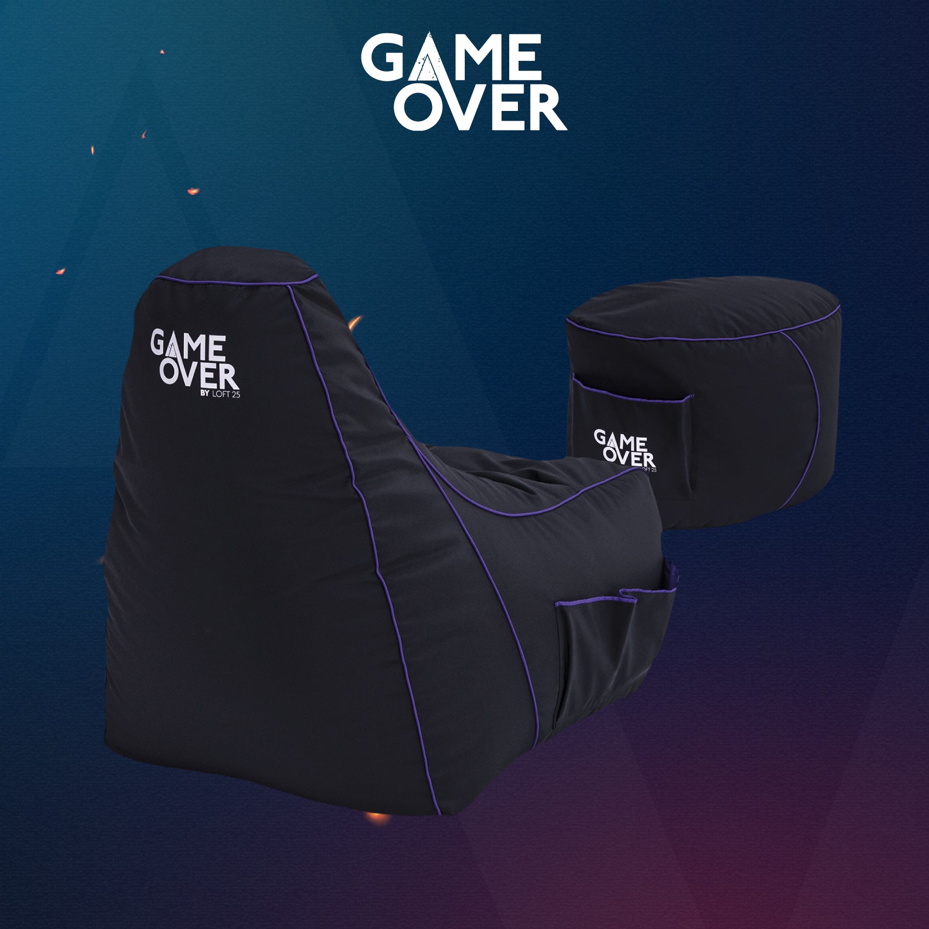 Video Gaming Bean Bag Chair with Footstool High Back Beanbag Chair with Footrest