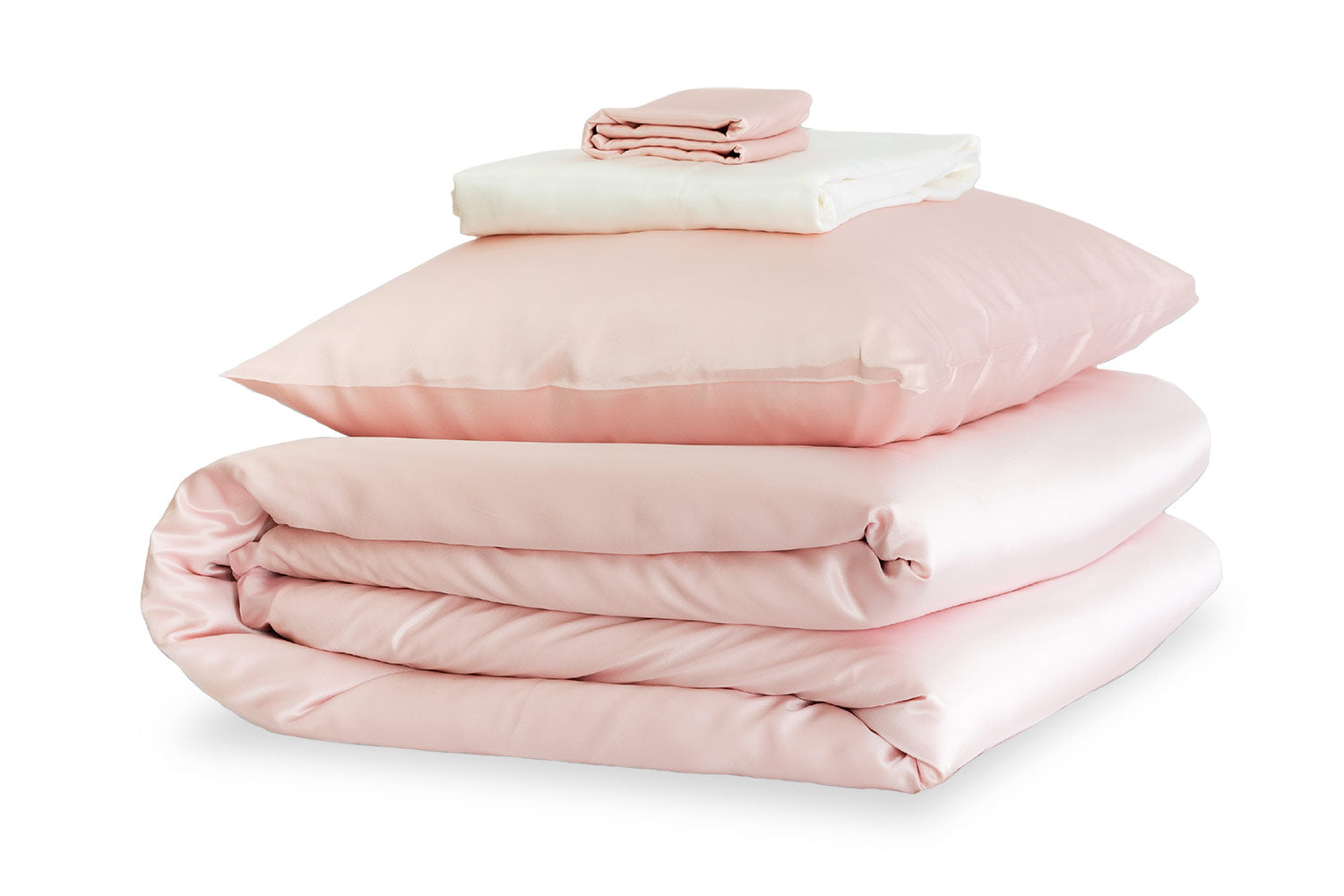 Precious Pink and Ivory Silk Duvet Set - Emperor Standard Pillowcases