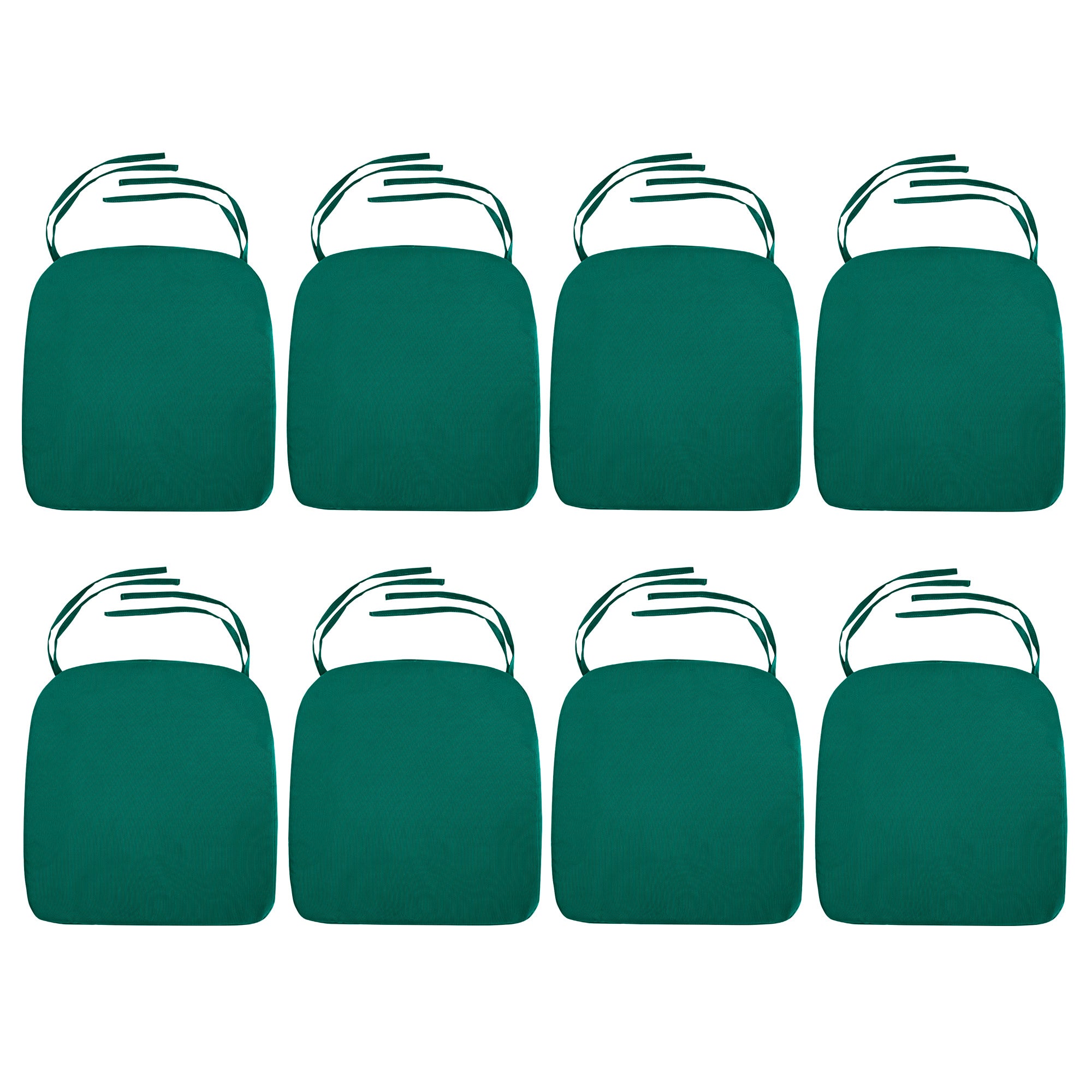 Water-Resistant Outdoor Chair Seat Pads Garden Chair Cushions with Ties - Green Pack of