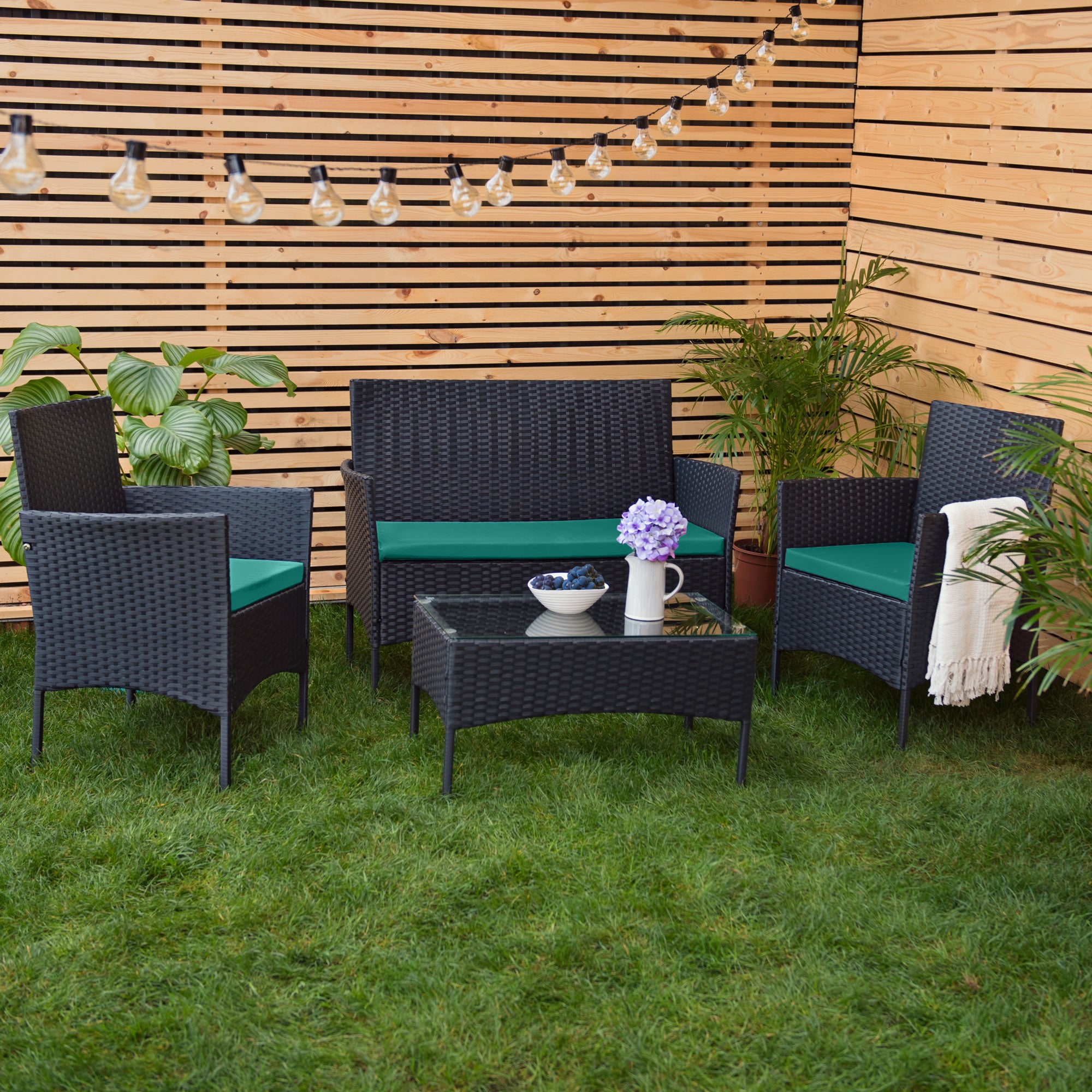 -Piece Rattan Furniture Seat Cushions Water-Resistant Patio Sofa Pads for Outdoor Use