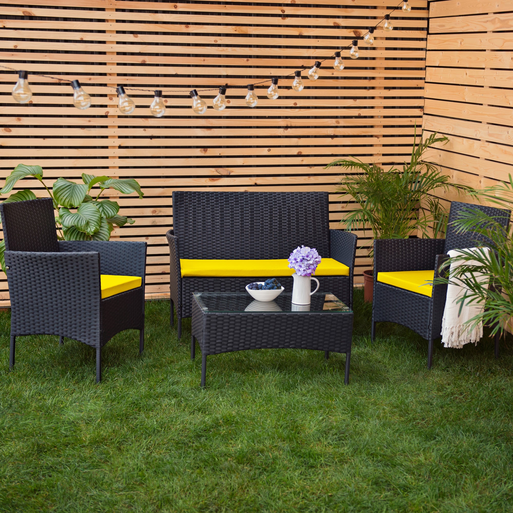 -Piece Rattan Furniture Seat Cushions Water-Resistant Patio Sofa Pads for Outdoor Use