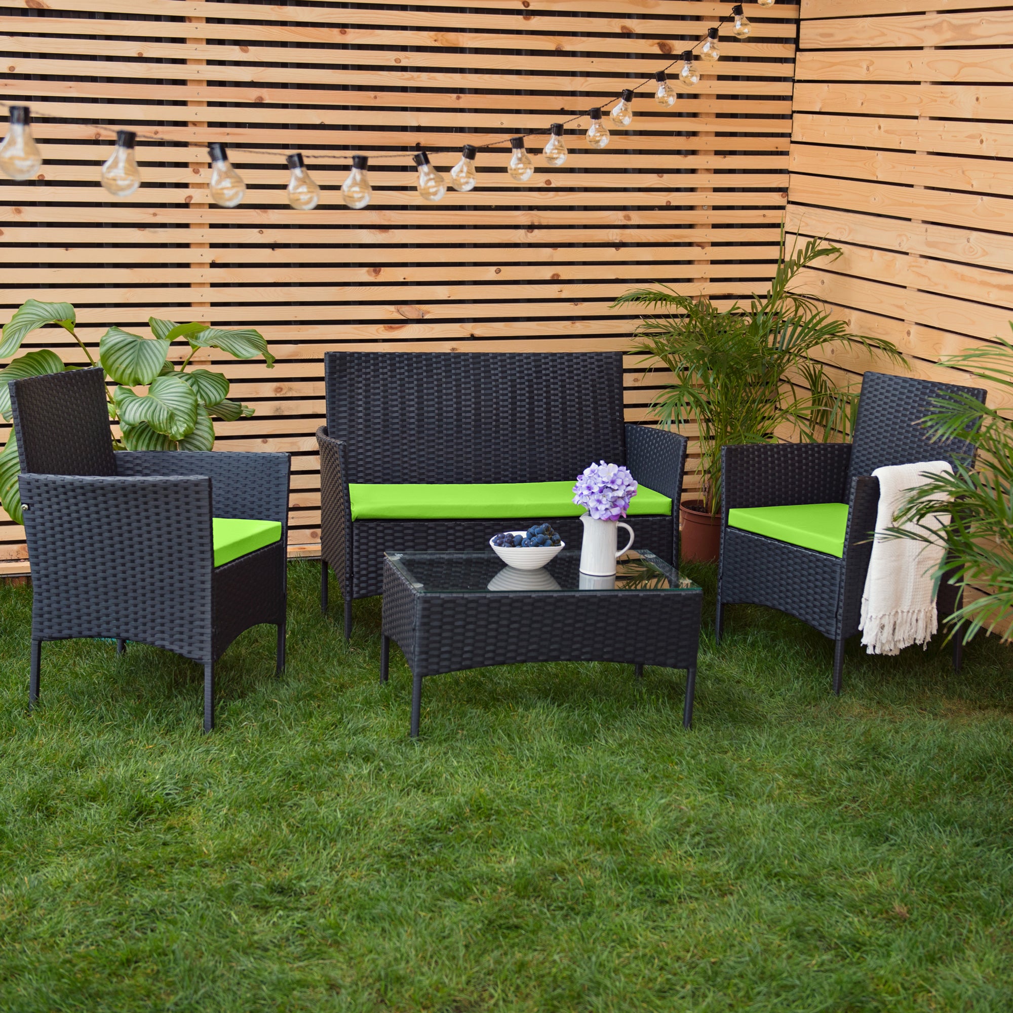 -Piece Rattan Furniture Seat Cushions Water-Resistant Patio Sofa Pads for Outdoor Use