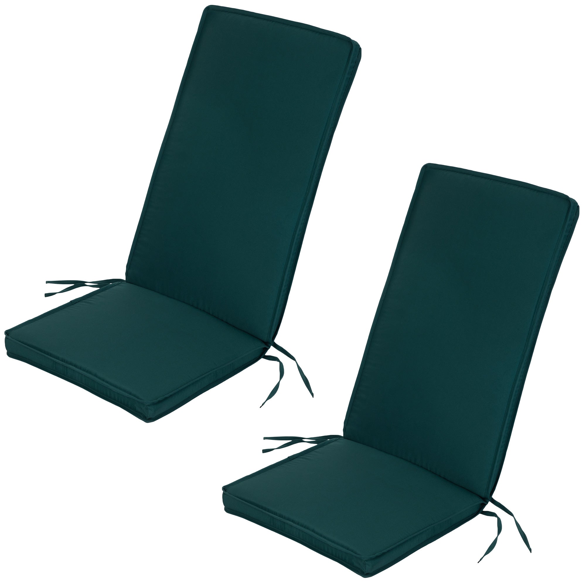 Outdoor High back Chair Cushions Water Resistant Garden Seat Pad with Secure Ties & Elastic Band - Green Pack of