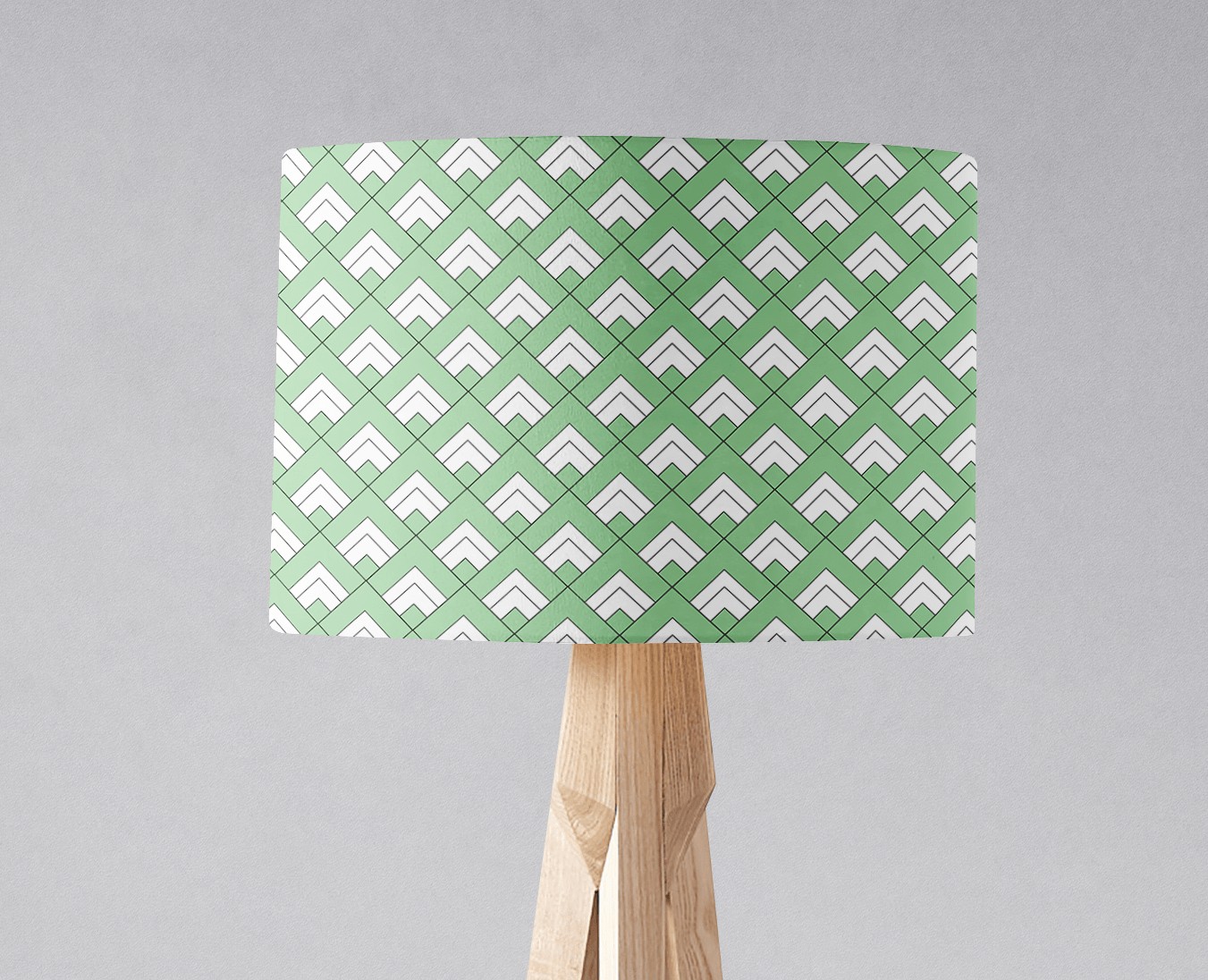 Light Green and White Geometric Tiles Design Lampshade, Ceiling or Table Lamp Shade - Table Lamp shade
