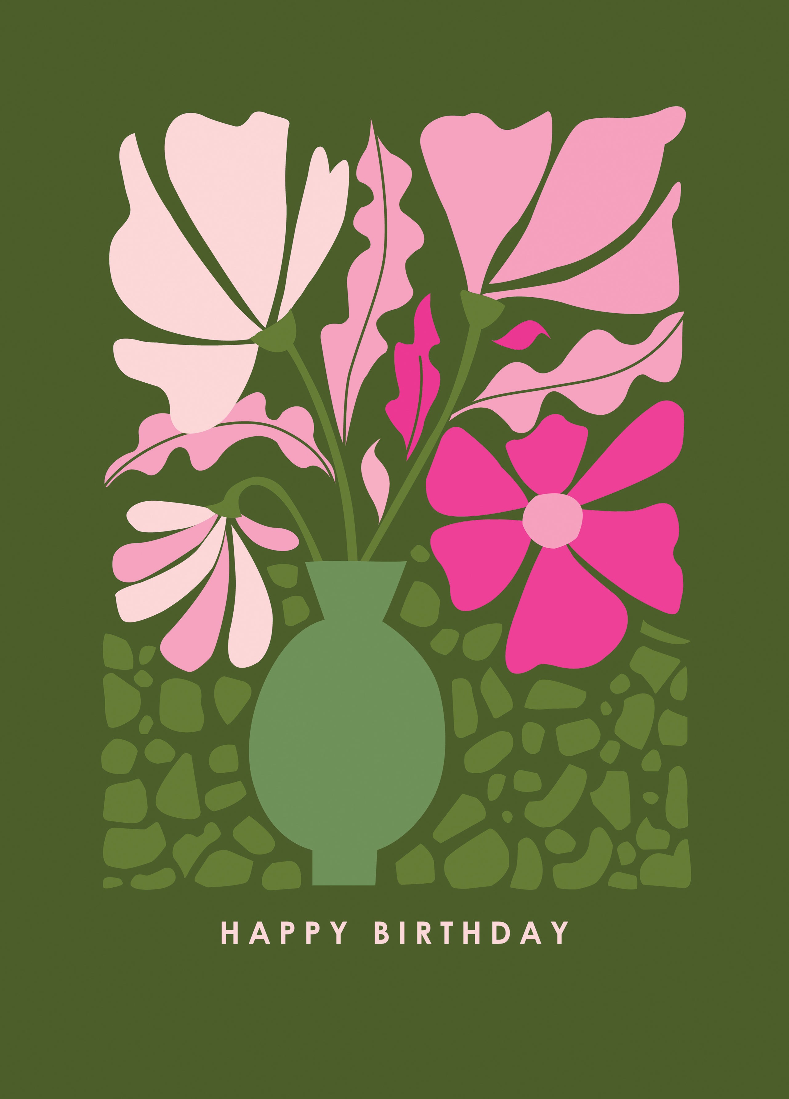 Floral Vase Birthday Card - Large mm x mm