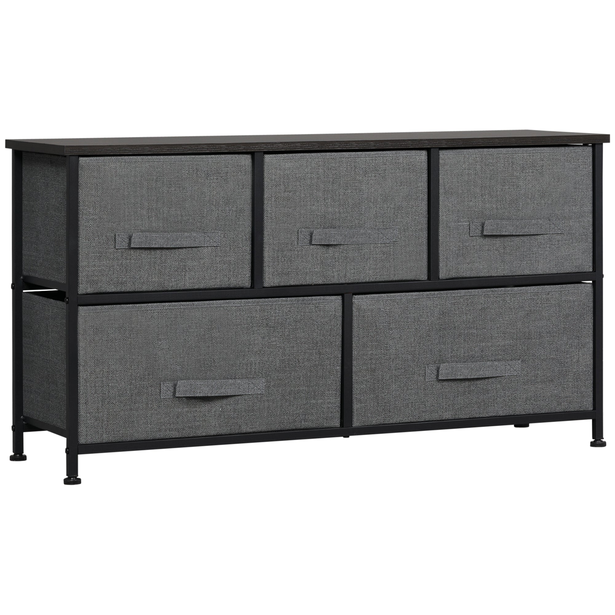 HOMCOM Chest of Drawers, Drawer Fabric Dresser for Bedroom, Dark Grey