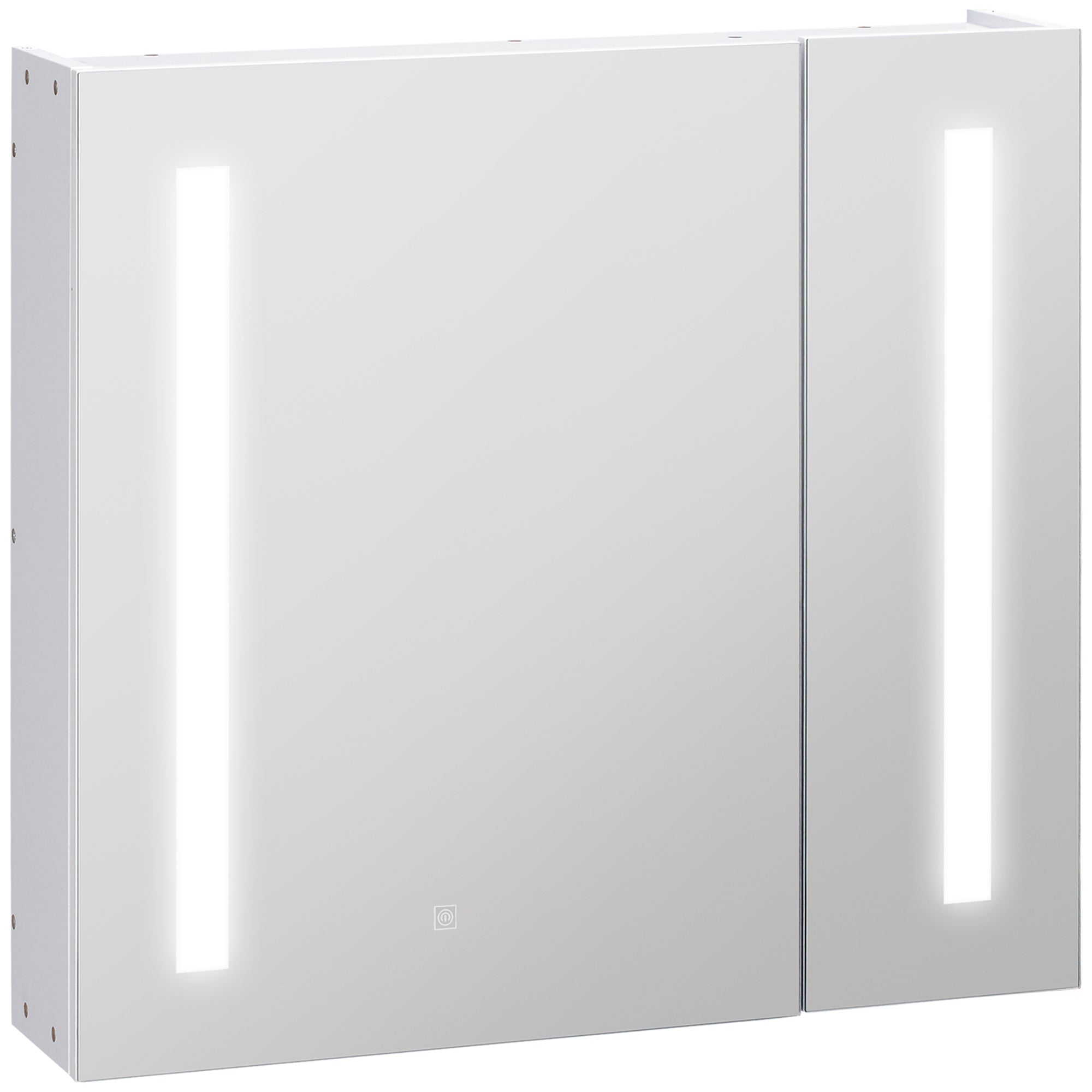 Illuminated Bathroom Mirror Cabinet x Hmm LED Bathroom Mirror with Lights Touch Switch, Adjustable Shelf, B Charge, White