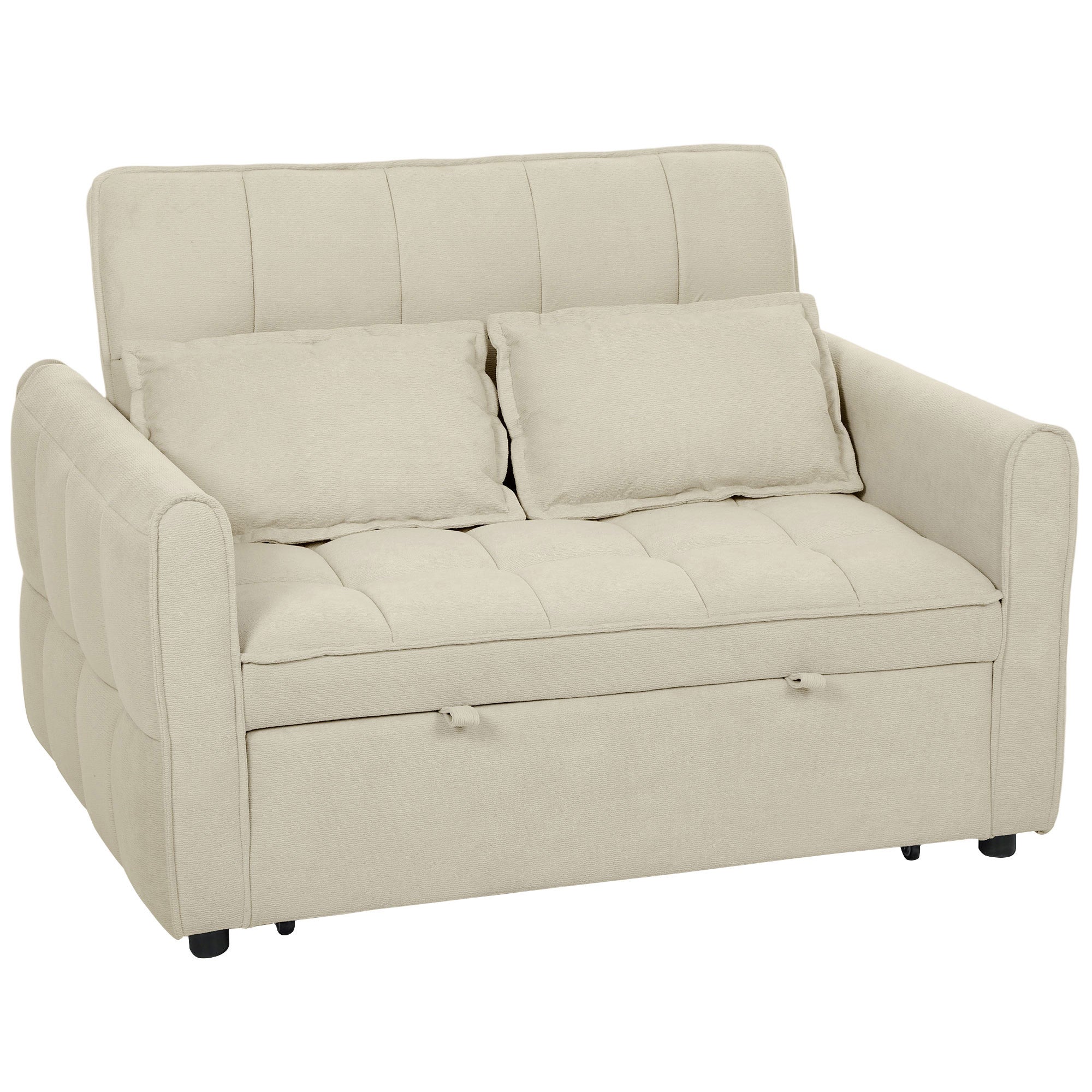 Seater Sofa Bed, -in- Convertible Sleeper Sofa with Click-clack Adjustable Backrest and Pillows, Light