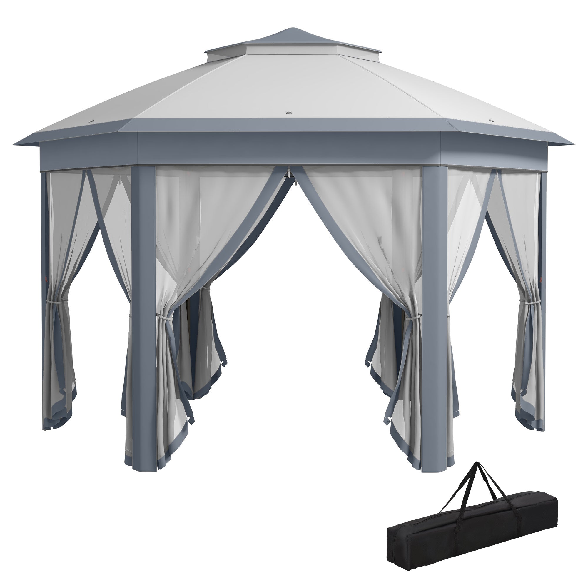 MCL x m Metal Frame Hexagon Gazebo, with Curtains