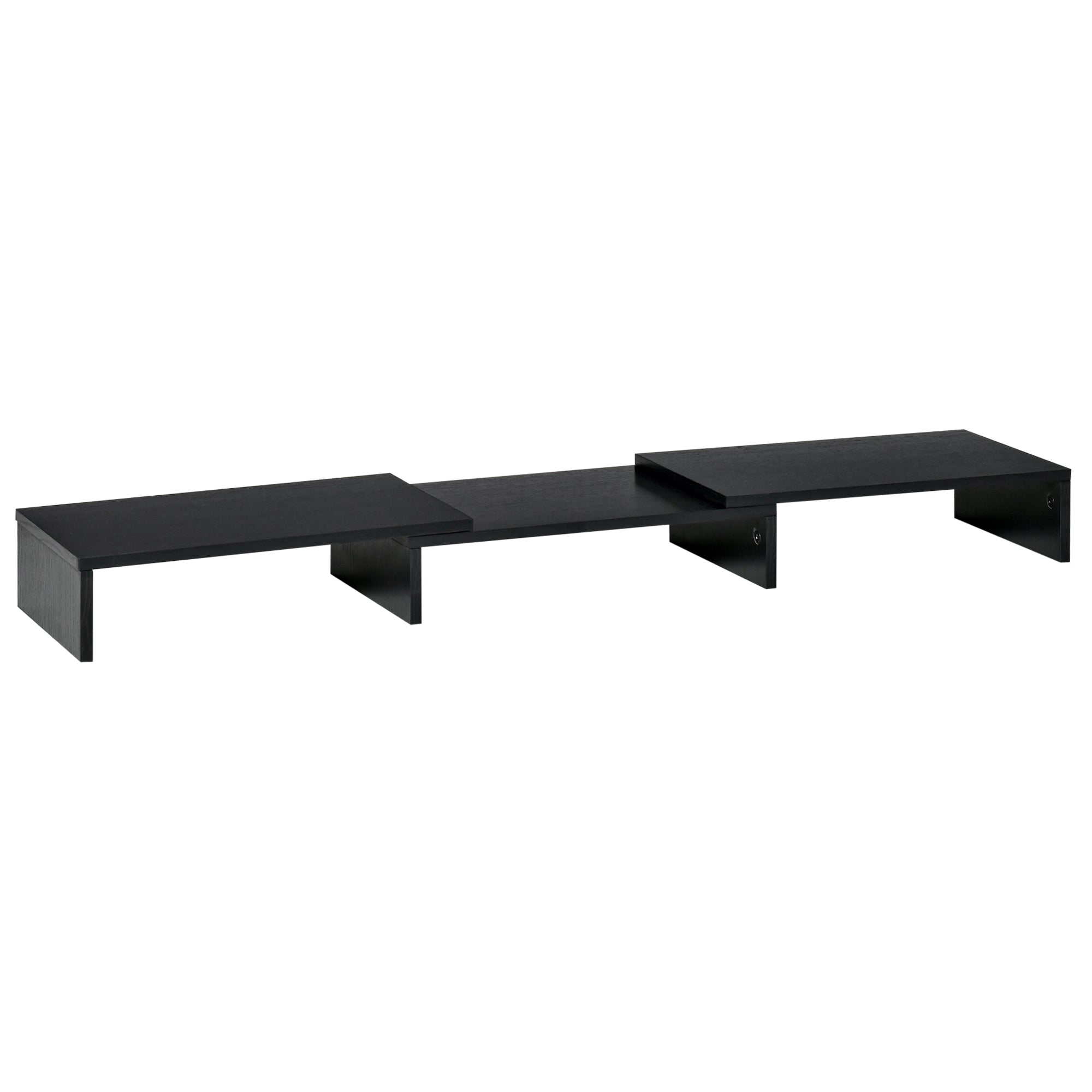 MCL Dual Monitor Stand Riser with Adjustable Length and Angle, Screen Riser for Laptop, Computer, PC, Printer, TV, Black