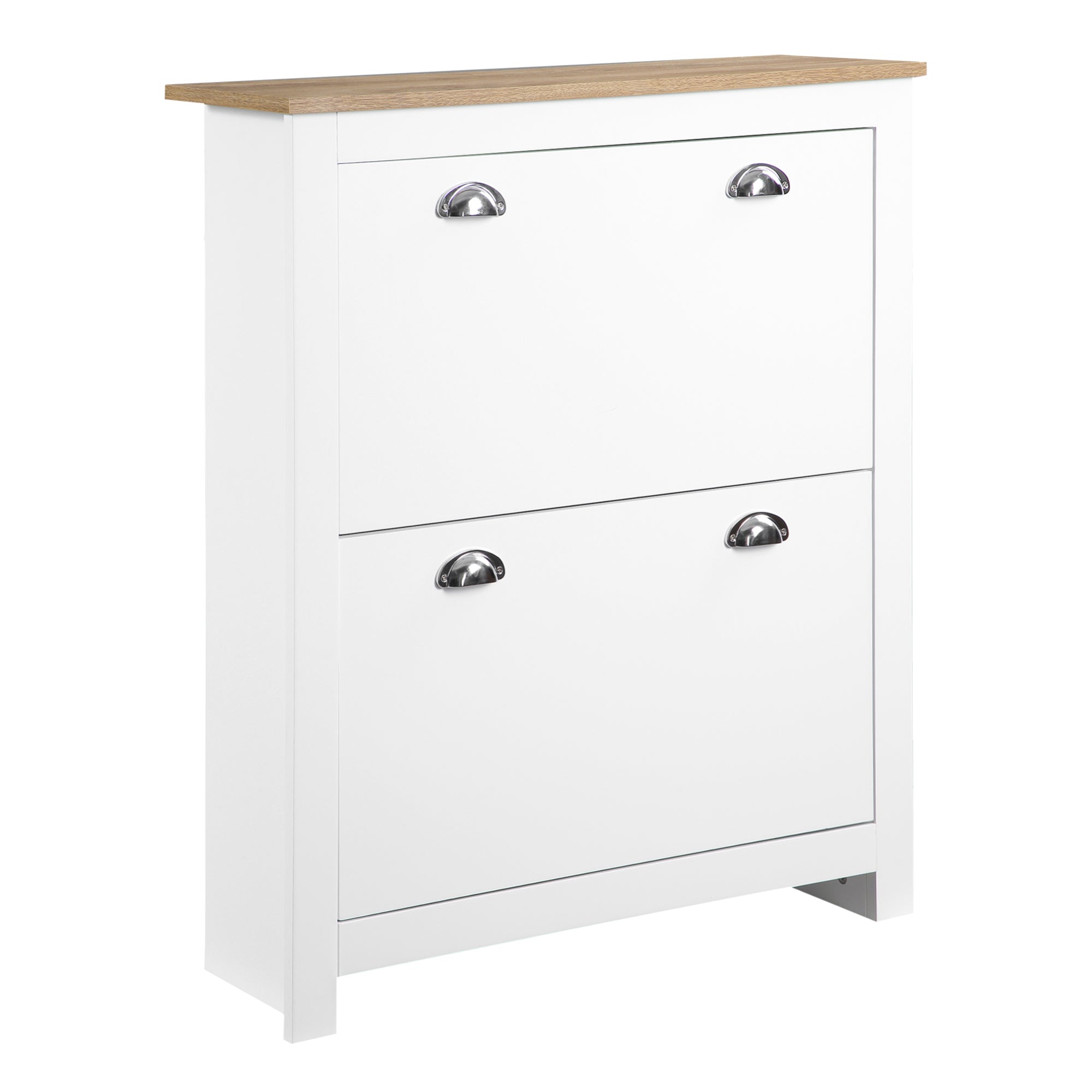 MCL Drawer Shoe Cabinet Modern Narrow Shoe Cupboard Hallway Wooden Storage Organiser with Flip Doors Adjustable Shelf for - Pairs, White