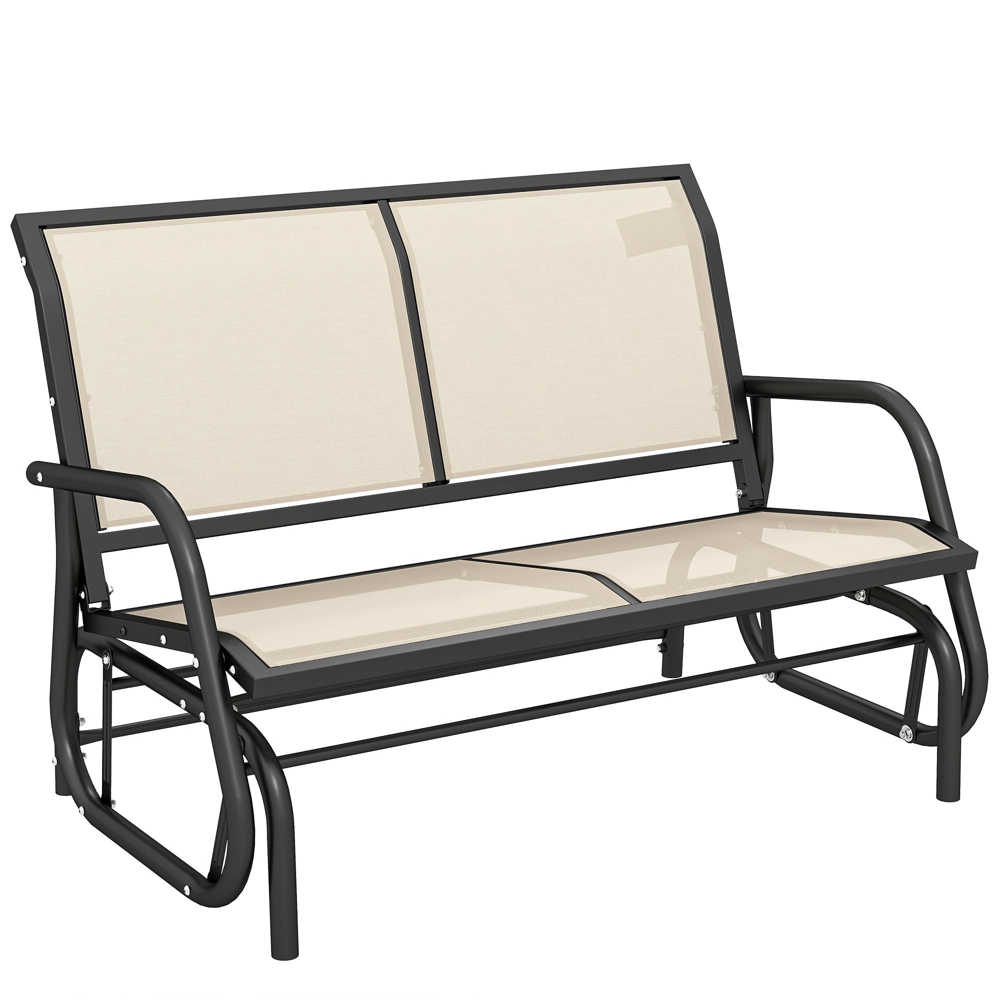 MCL -Person Outdoor Glider Bench Patio Double Swing Gliding Chair Loveseat wPower Coated Steel Frame for Garden Patio Porch, Cream