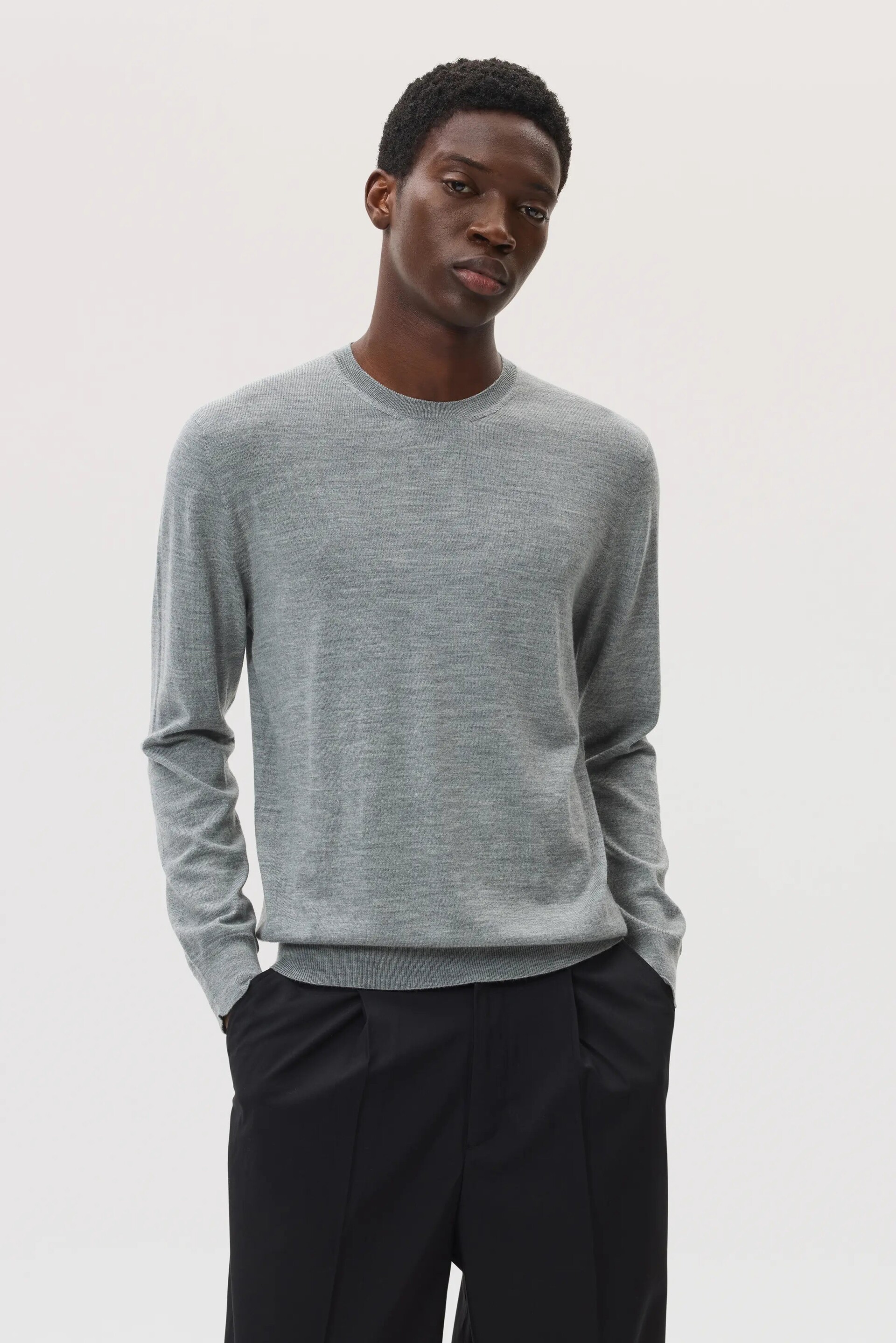 Merino Round Neck Light Grey Jumper