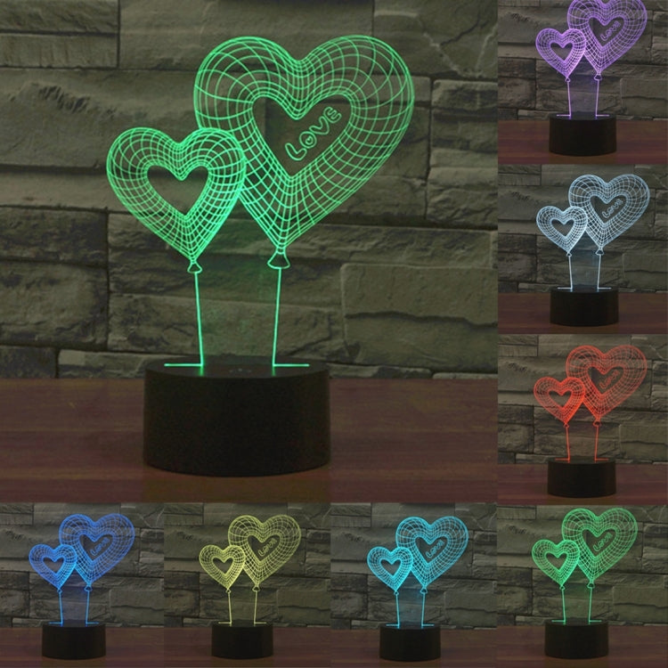 Color Discoloration Creative Visual Stereo Lamp Desk Lamp Night Light, Double Heart Balloon Style - Double Heart Balloon Style