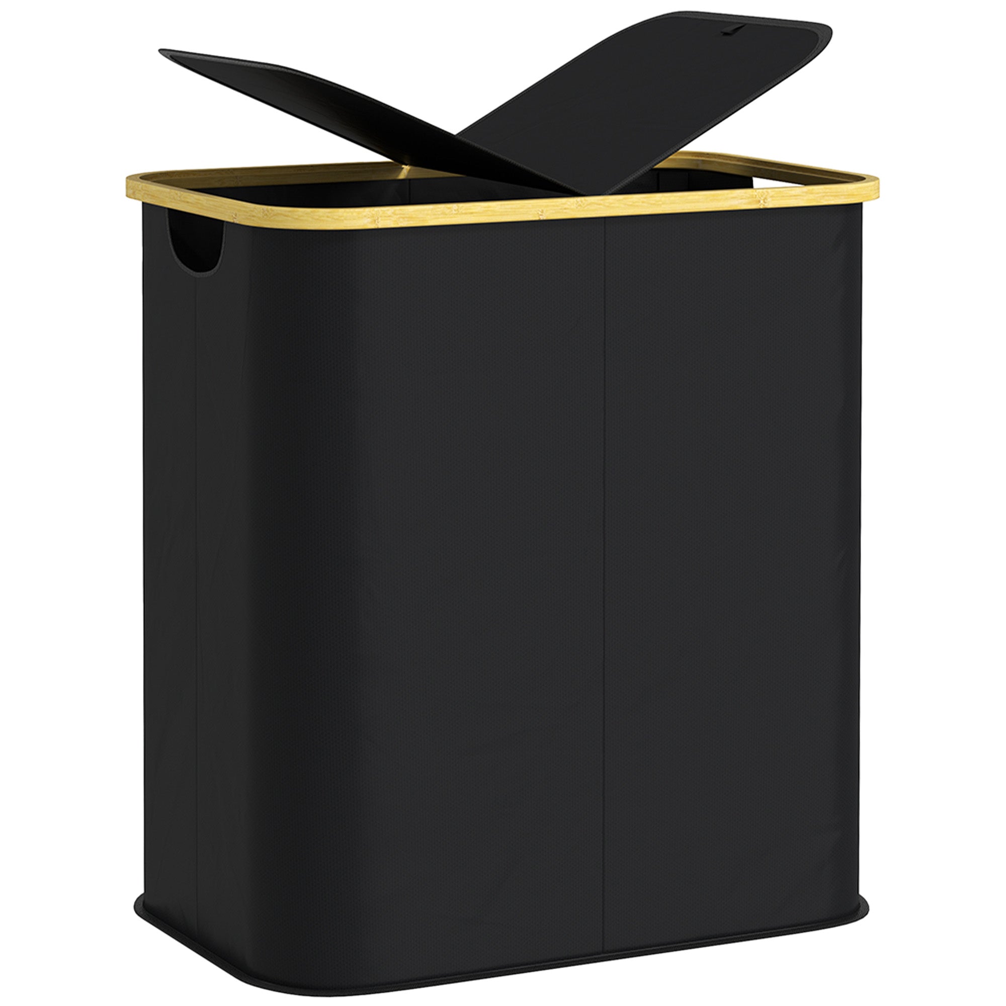 HOMCOM L Collapsible Laundry Hamper, Washing Basket for Bathroom, Black