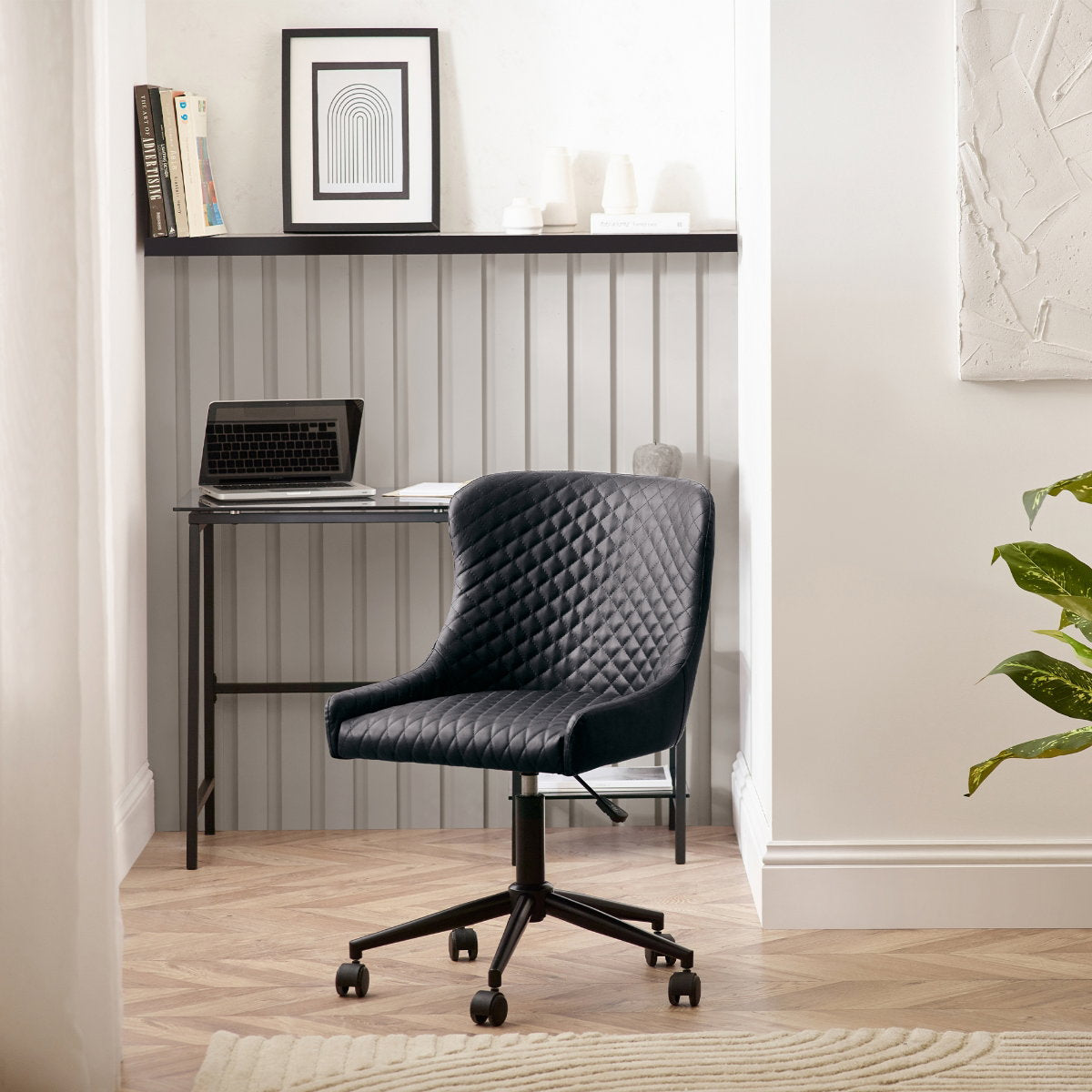 Luxe Office Chair In Black Faux Leather