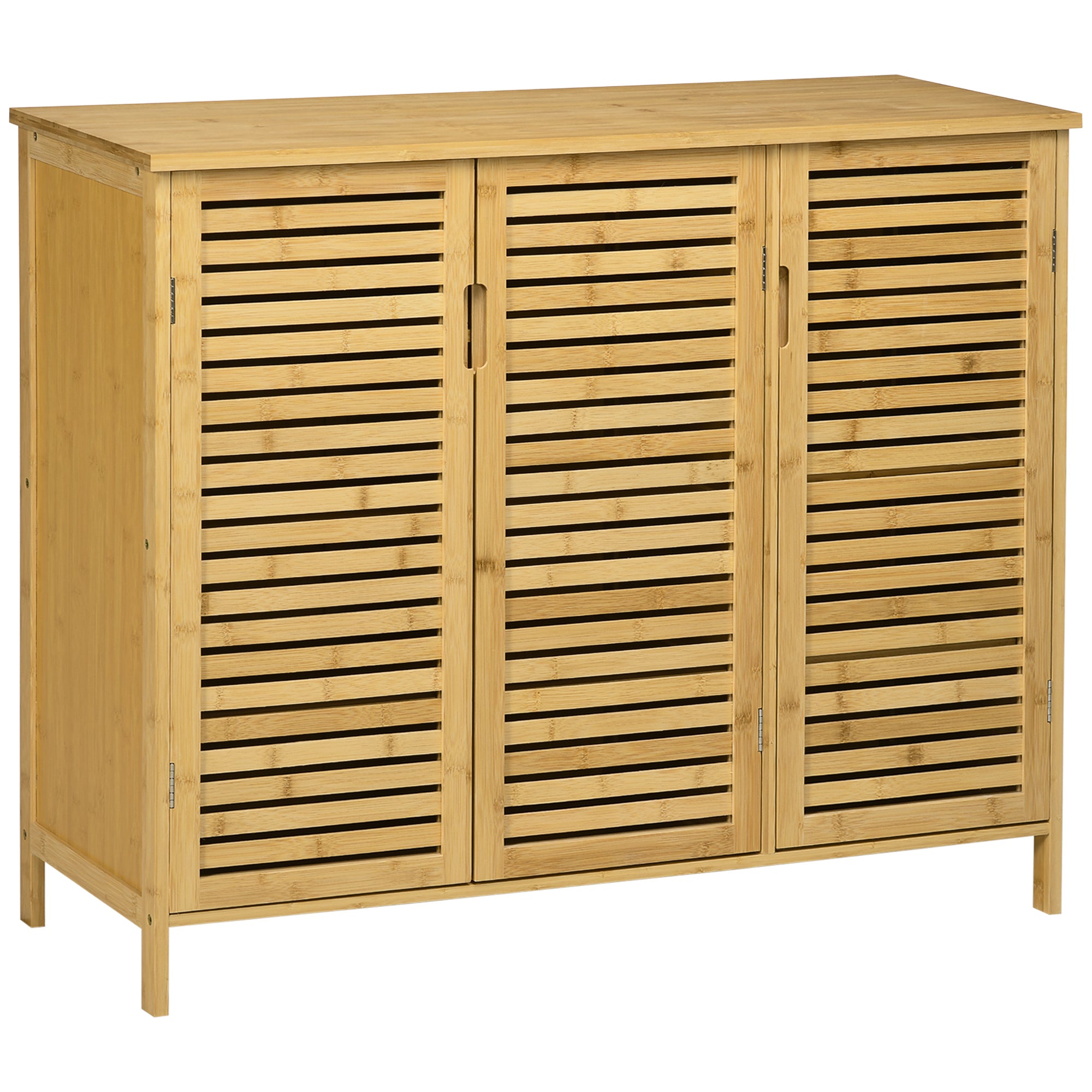 Rustic Shoe Cabinet, Door Shoe Storage Cabinet with Shelves - Natural wood finish