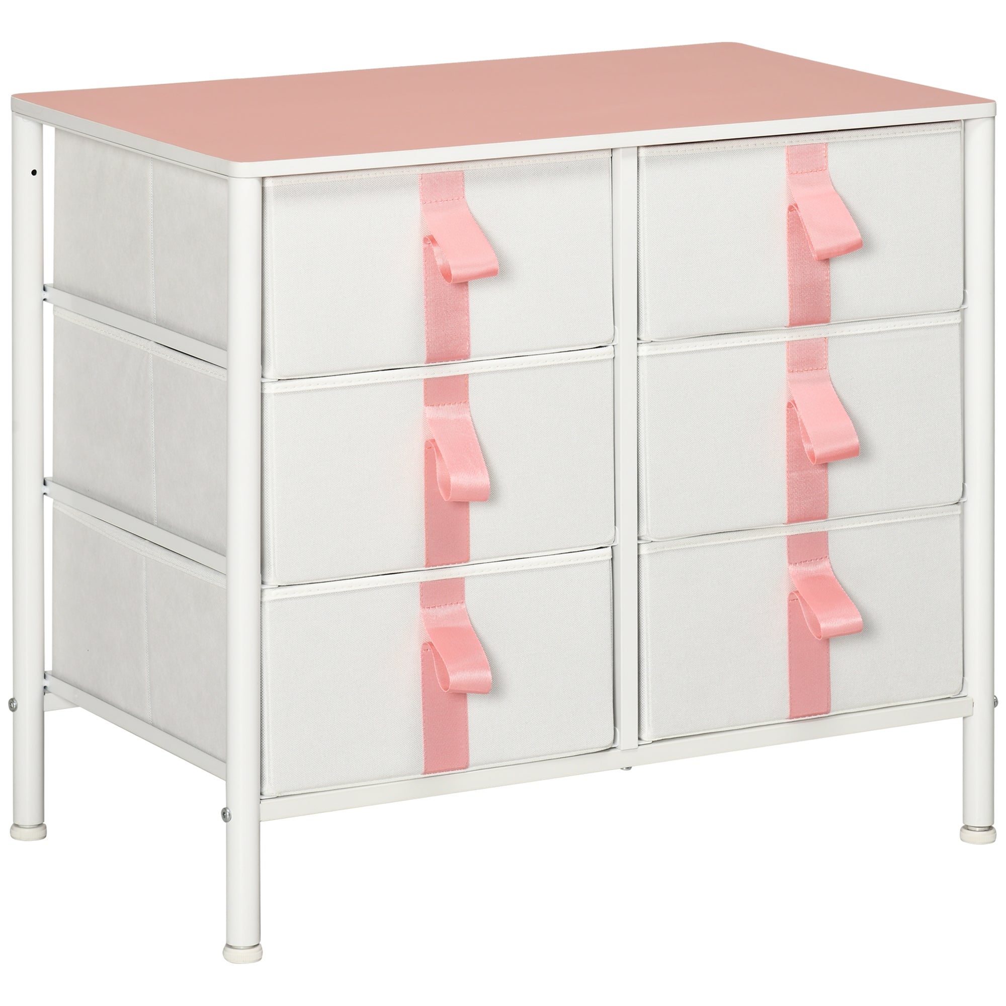 MCL Chest of Drawers, Cloth Organizer Unit with Fabric Drawers, Metal Frame and Wooden Top, Storage Cabinet for Kids Room, Living Room