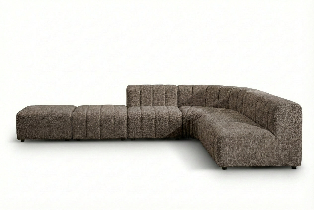 Araco Atelier Leo Corner Sofa with Ottoman Pebbles
