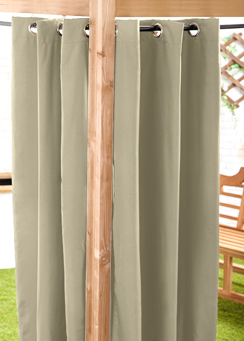 Water Resistant Outdoor Eyelet Curtains Garden Blackout Gazebo Curtain Thermal Privacy Protection - Stone x Inch
